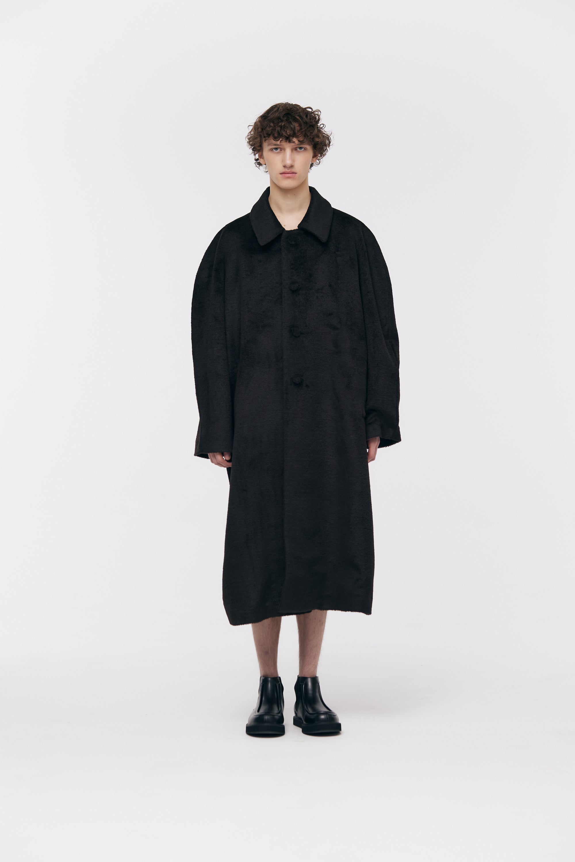ALPACA BLENDED REGLAN OVER COAT_MARRON