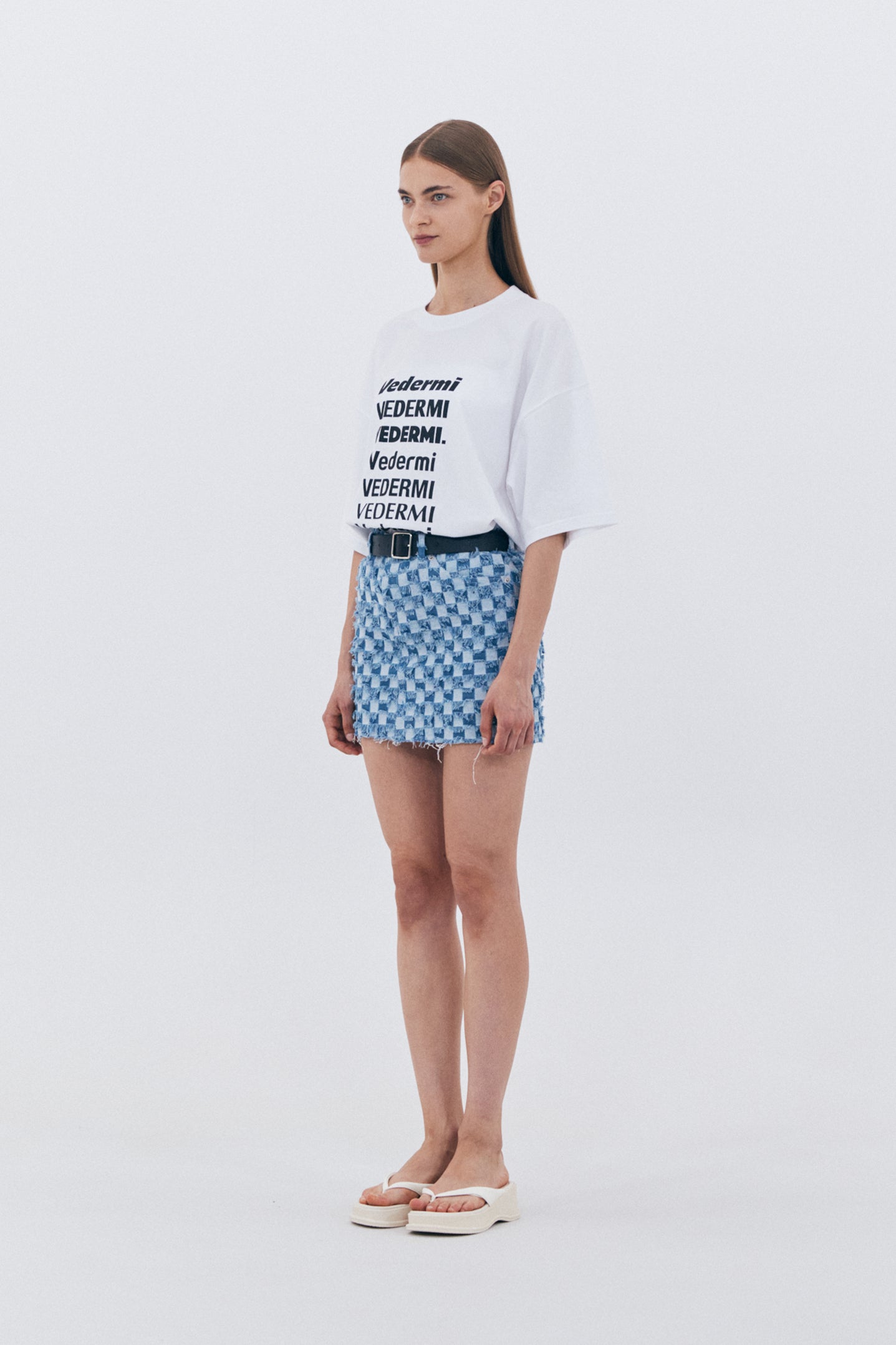 BLOCK DENIM MINI SKIRT_BLUE