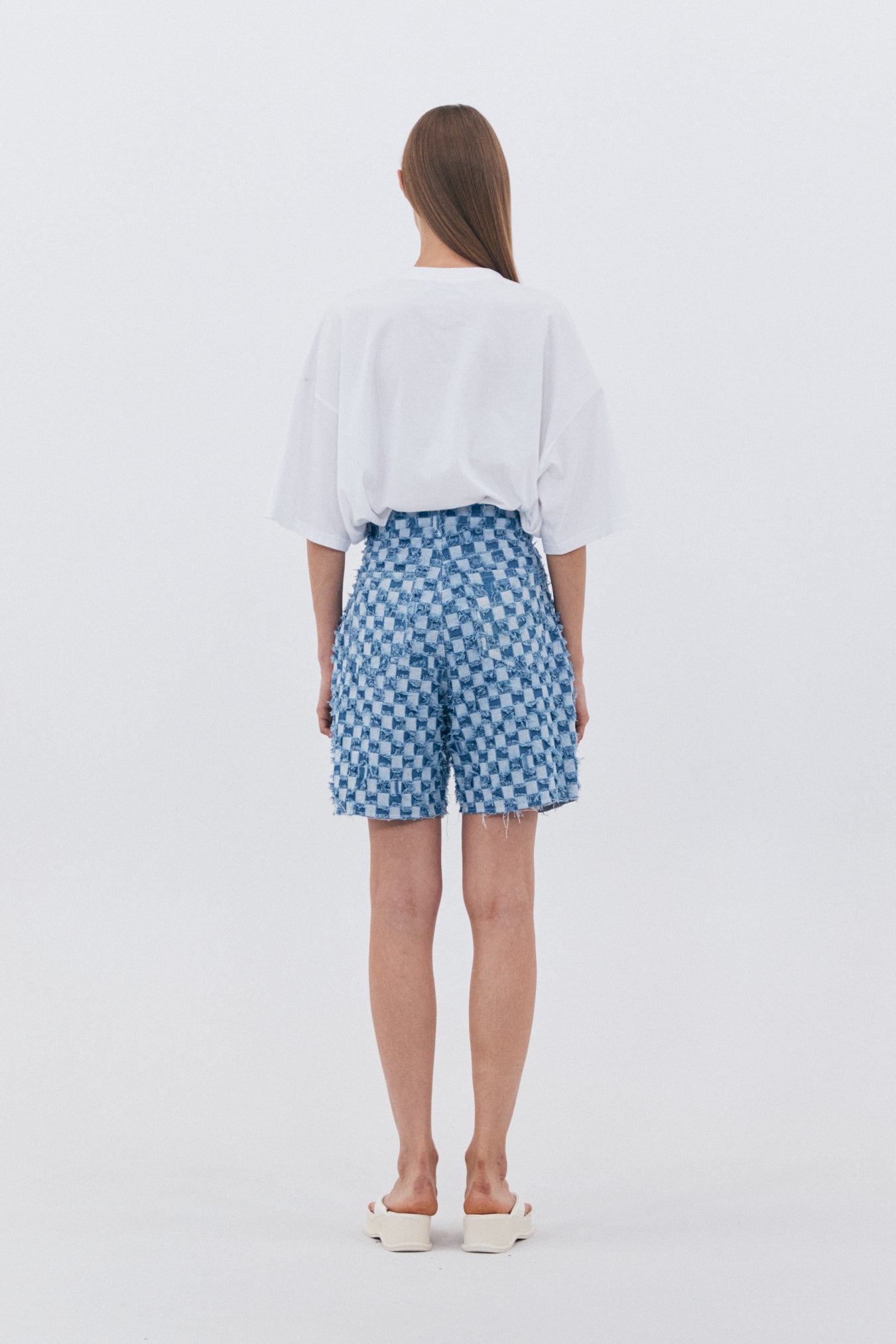 BLOCK DENIM HALF PANTS_BLUE