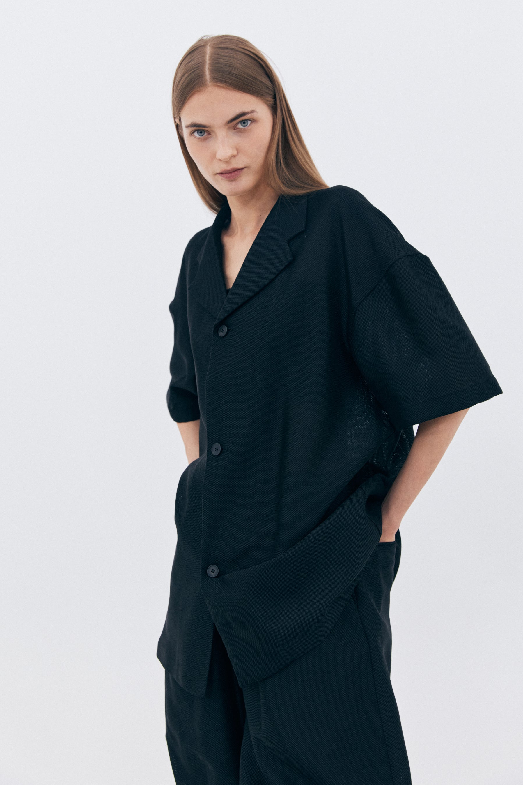 SUMMER COTTON SHIRT JACKET_BLACK