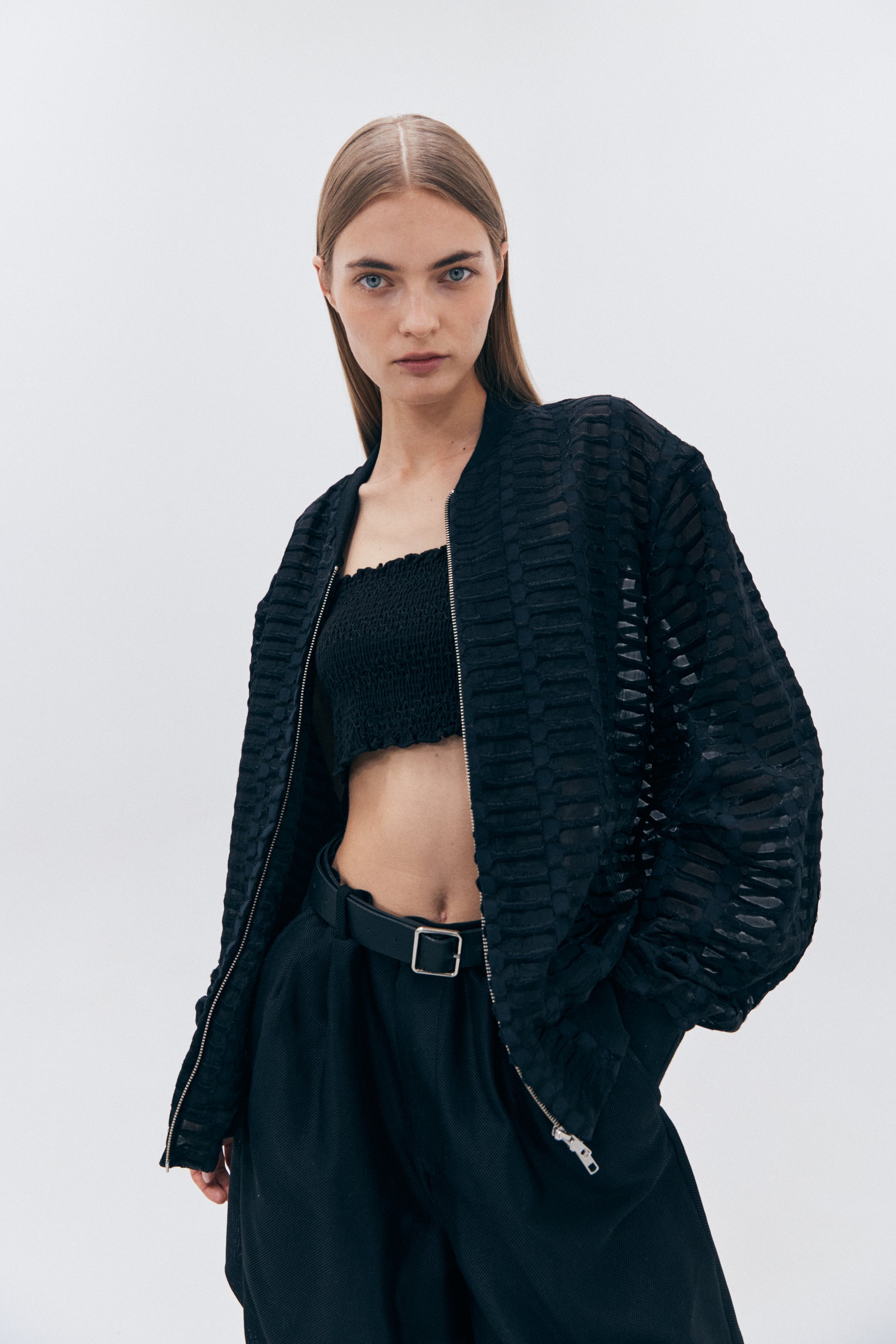 SEE TROUGH BLOUSON_BLACK
