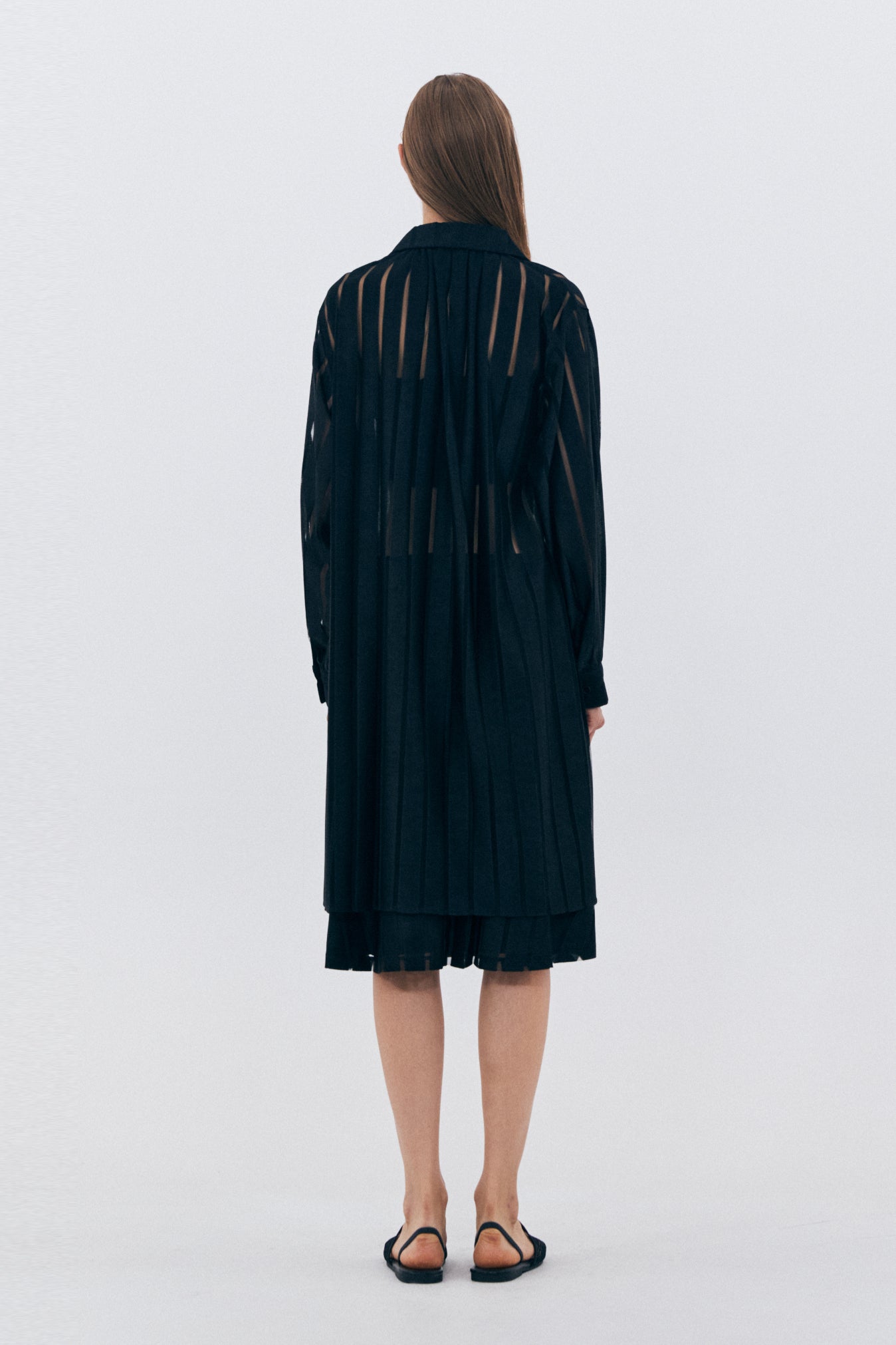 MESH STRIPE SKIRT_BLACK