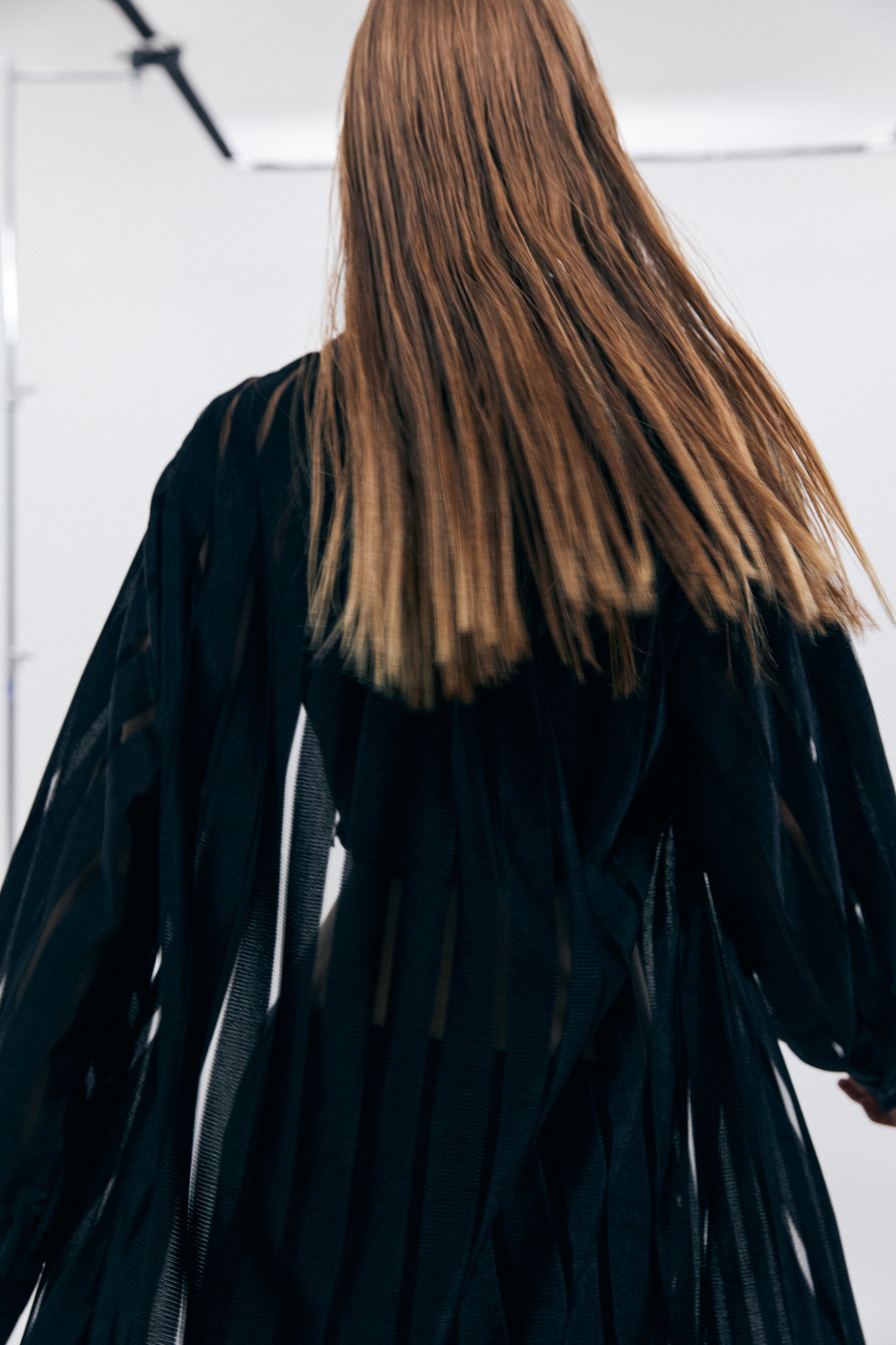 MESH STRIPE SKIRT_BLACK