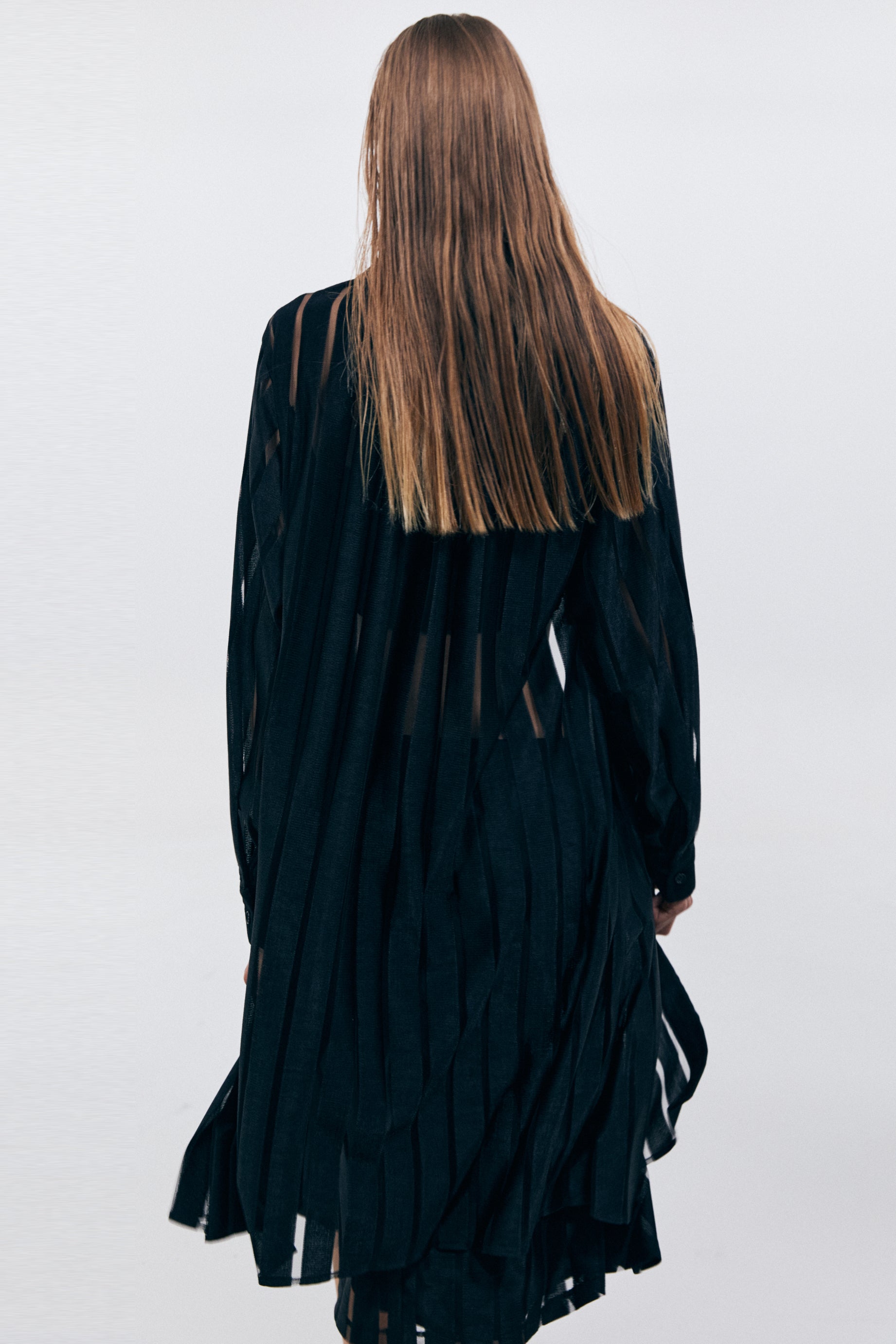 MESH STRIPE SKIRT_BLACK