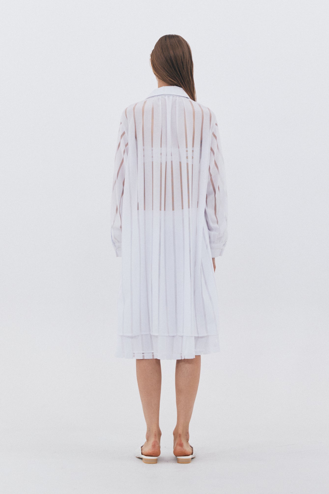 MESH STRIPE SKIRT_WHITE