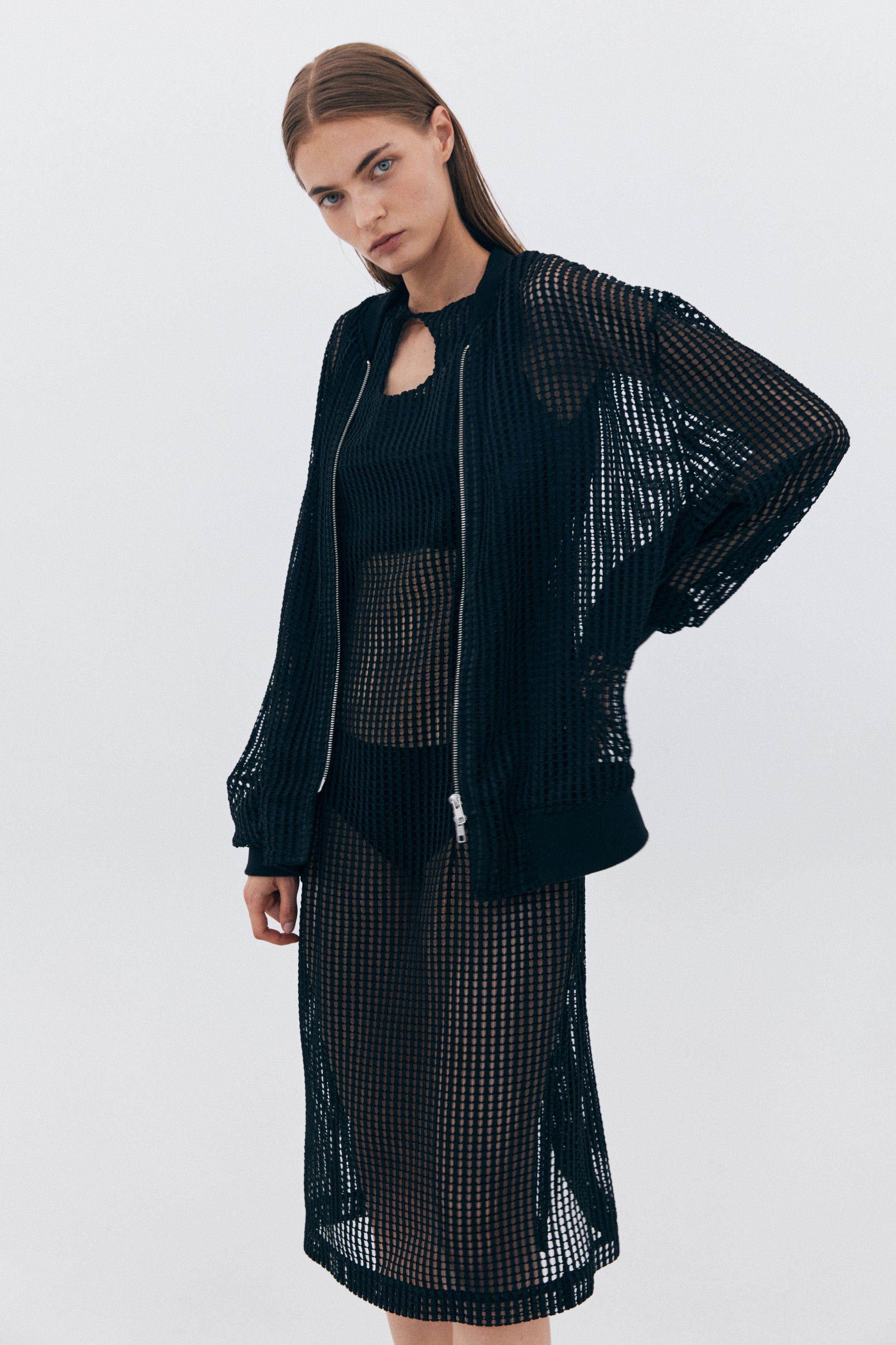 MESH SEE-TROUGH DRESS_BLACK