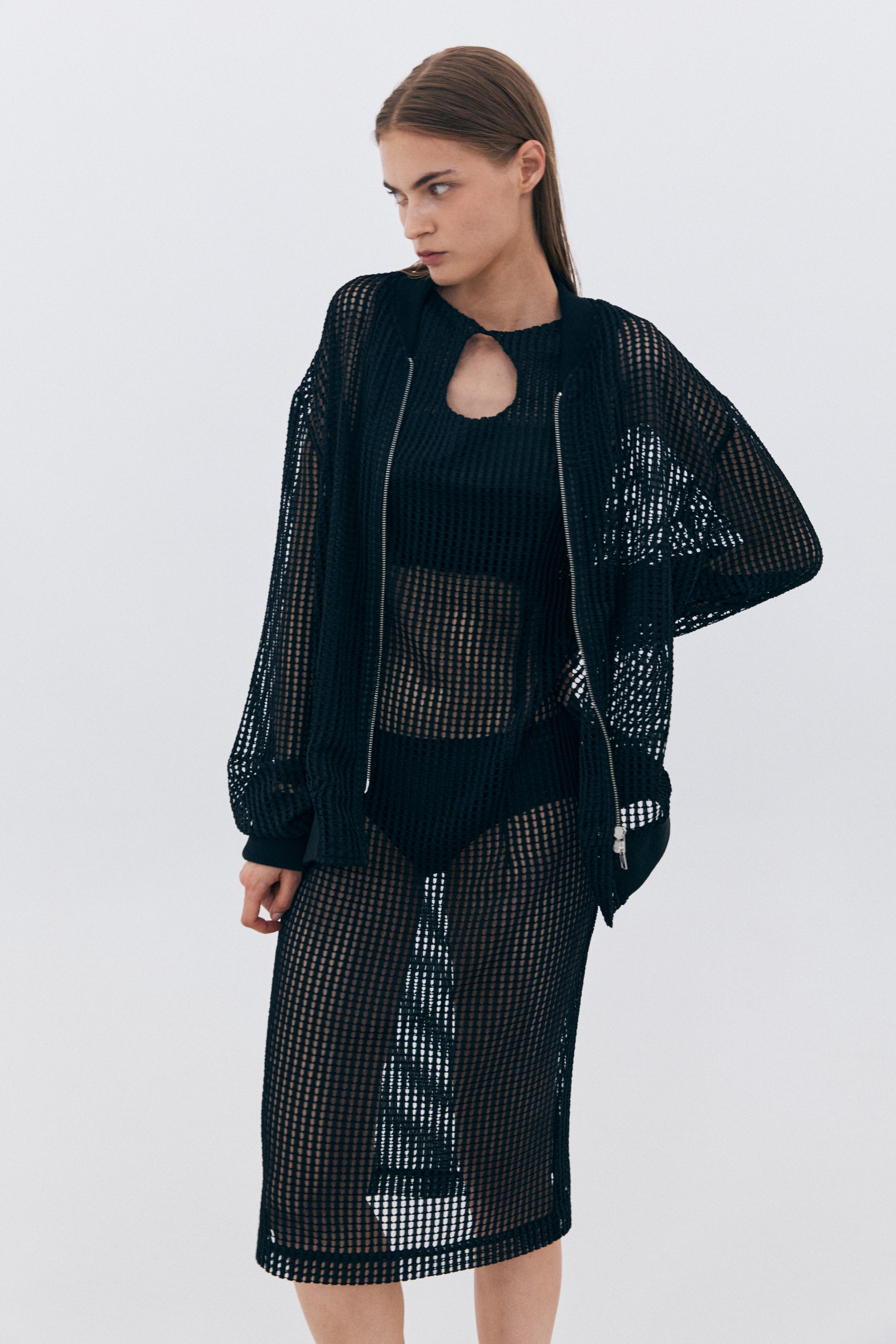 MESH SEE-TROUGH DRESS_BLACK