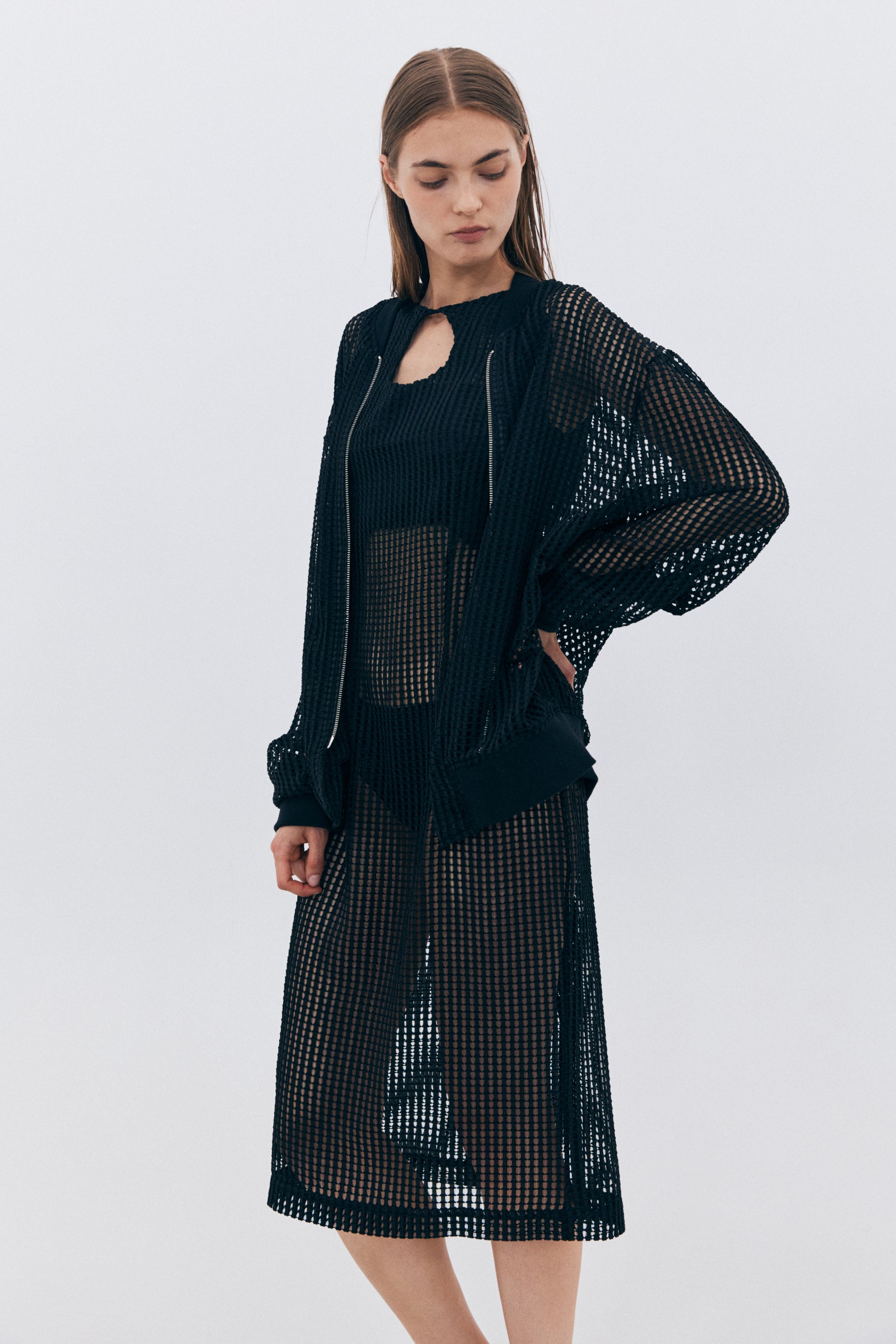 MESH BLOUSON_BLACK
