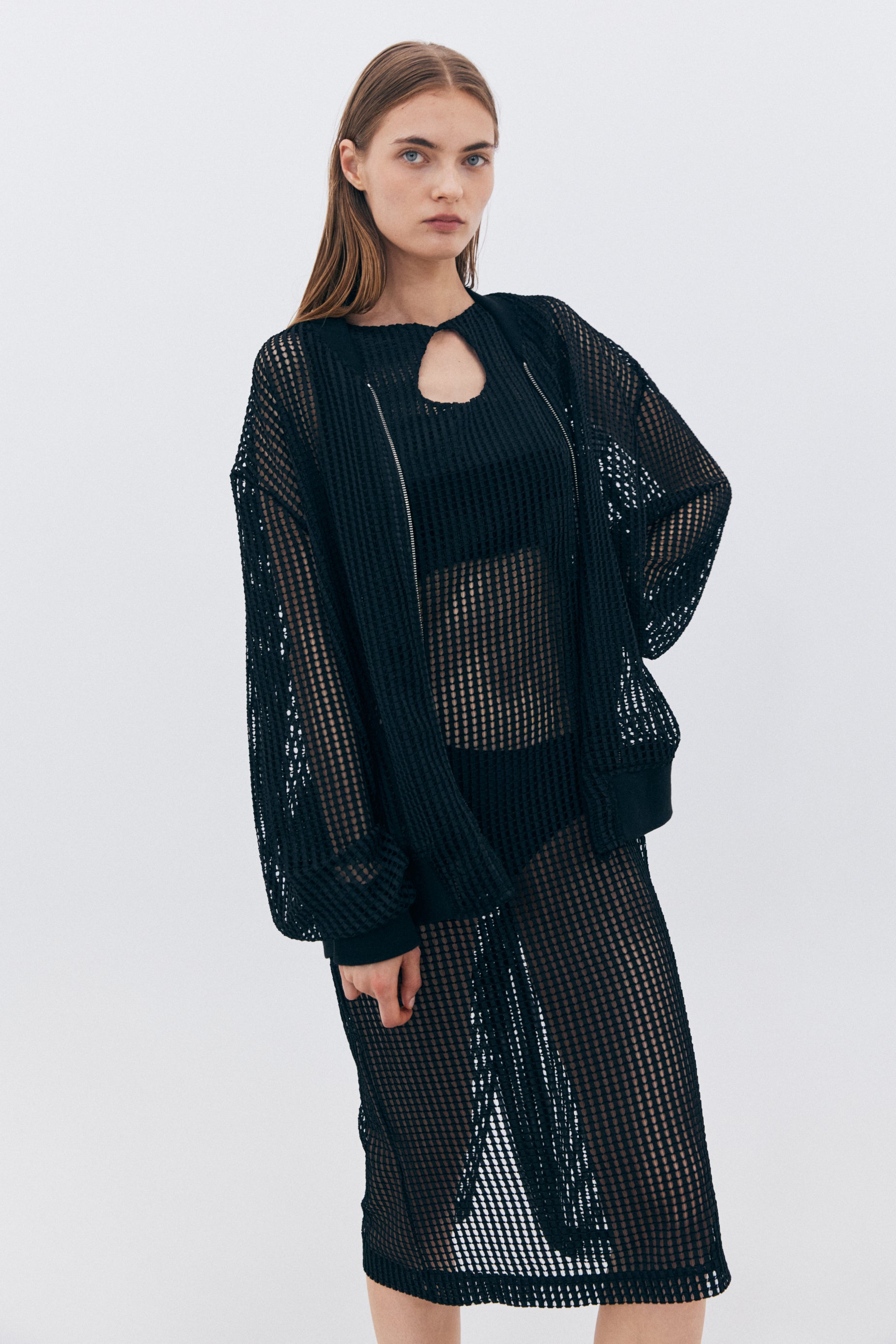 MESH BLOUSON_BLACK