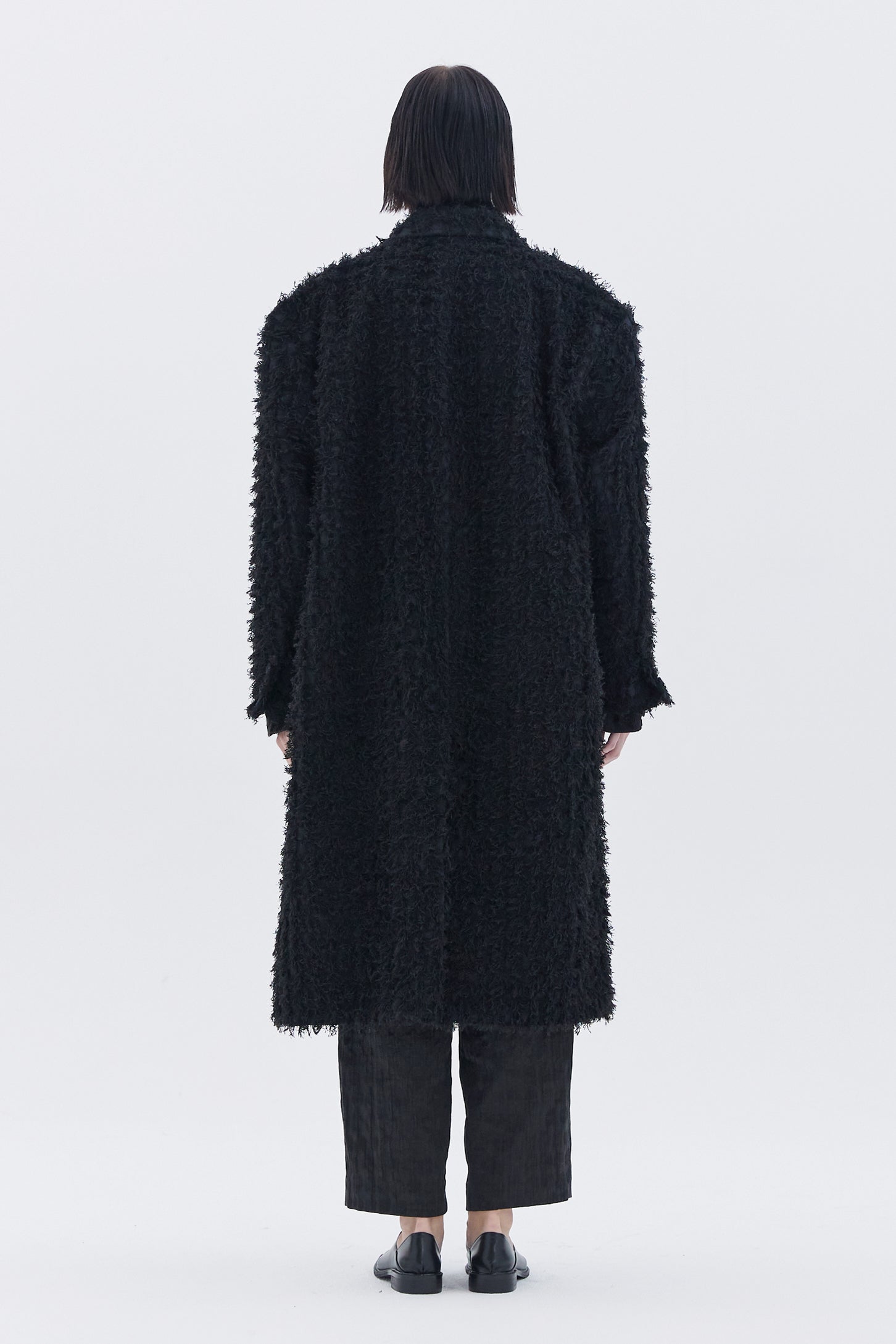 MANTEAU OVERSIZE EN TISSU DUVETEUX_NOIR