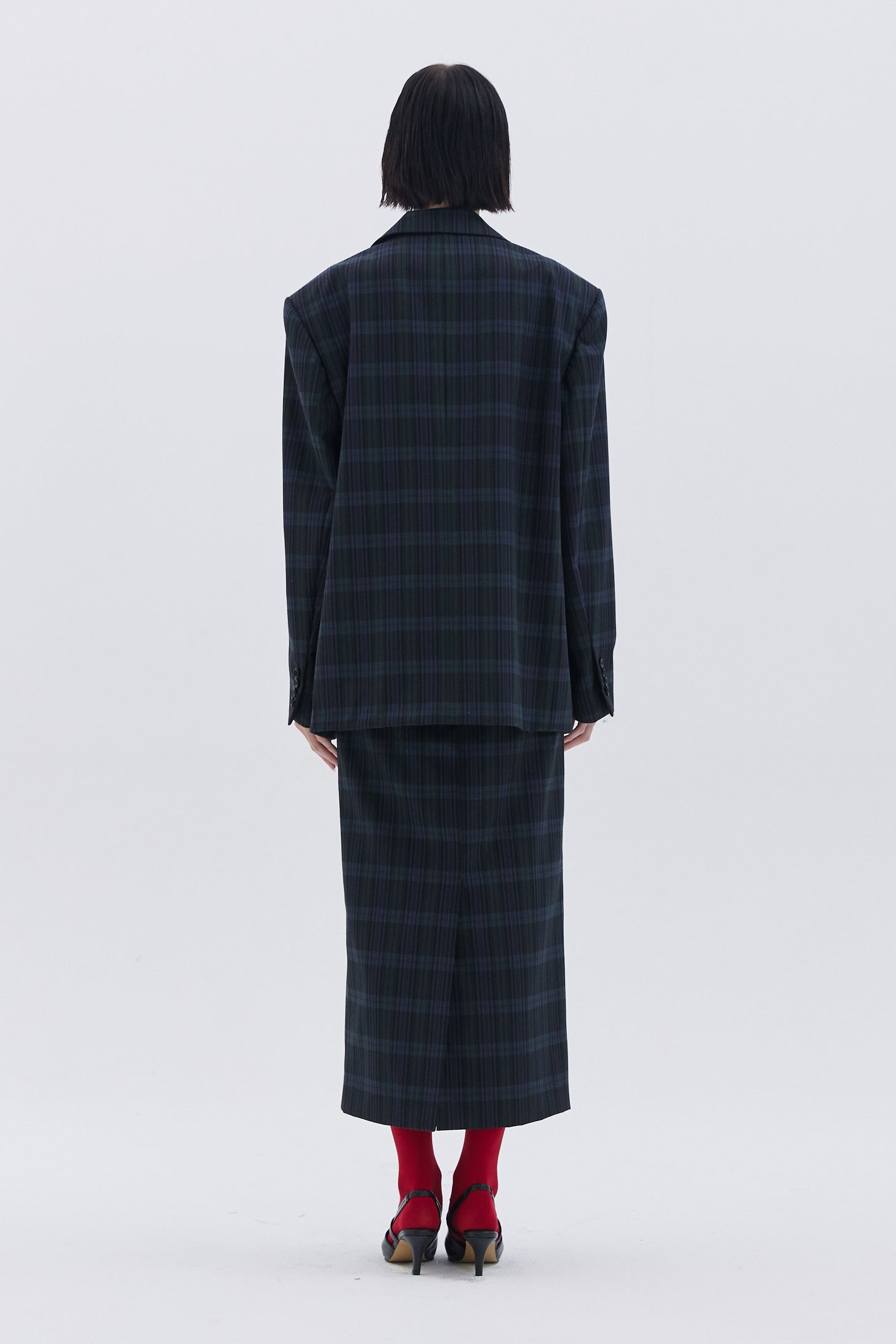 LONG CHECK SKIRT_CARREAU VERT