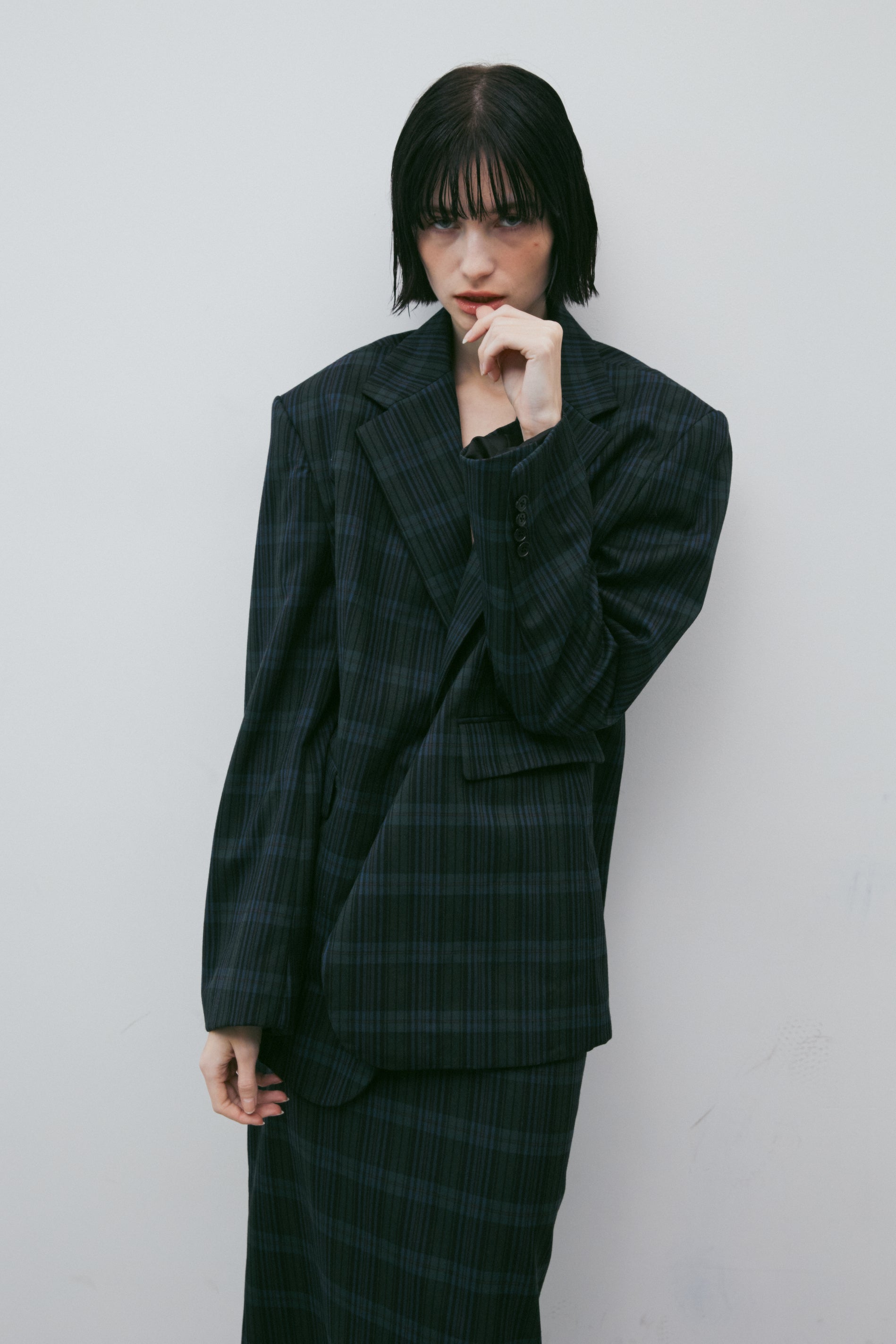 LONG CHECK SKIRT_CARREAU VERT