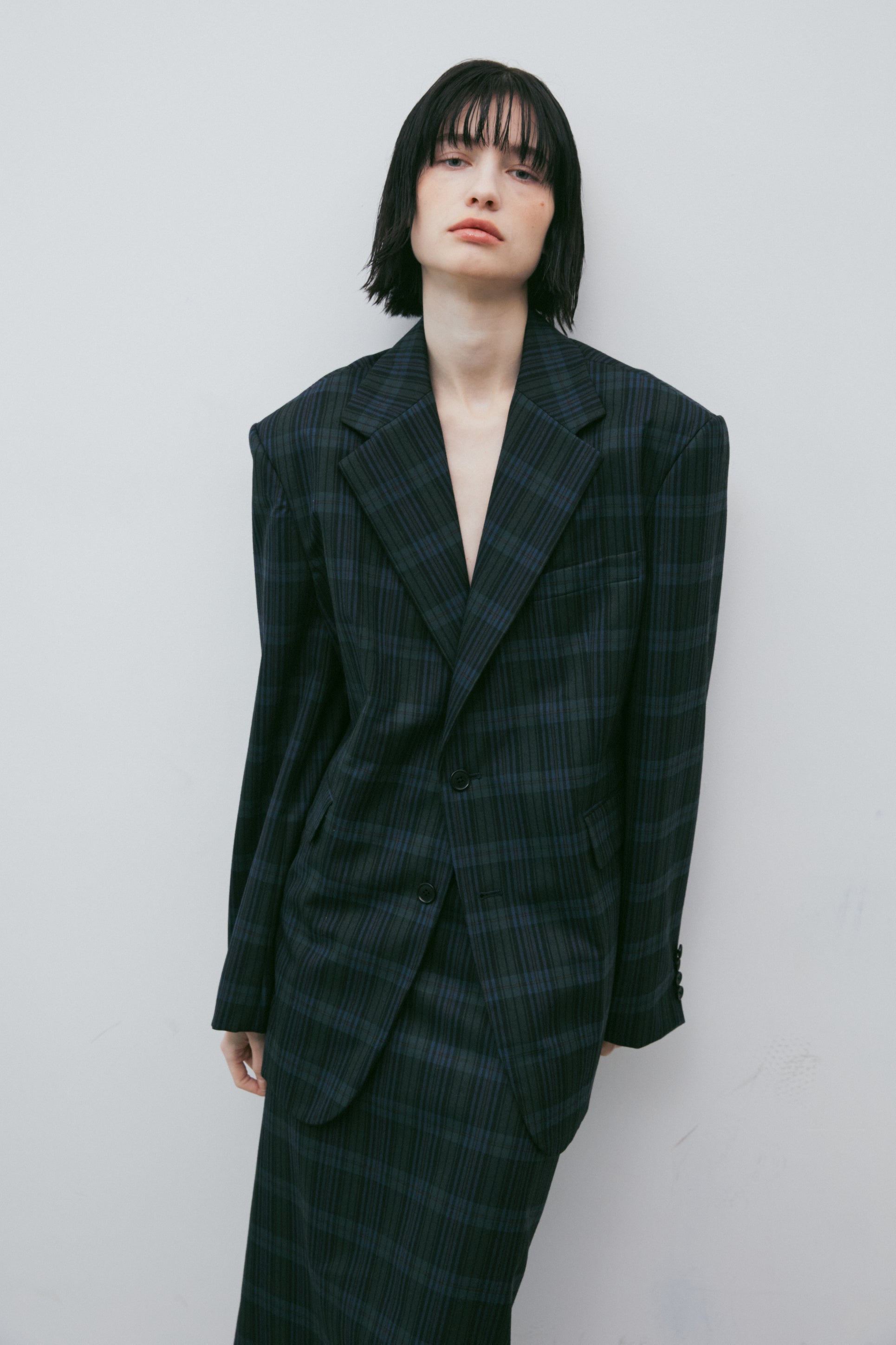 LONG CHECK SKIRT_CARREAU VERT