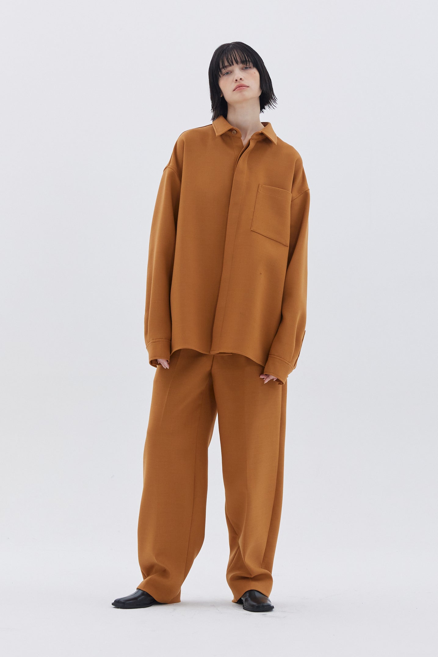 ORANGE WOOL BLENDED OVER SHIRT_ORANGE