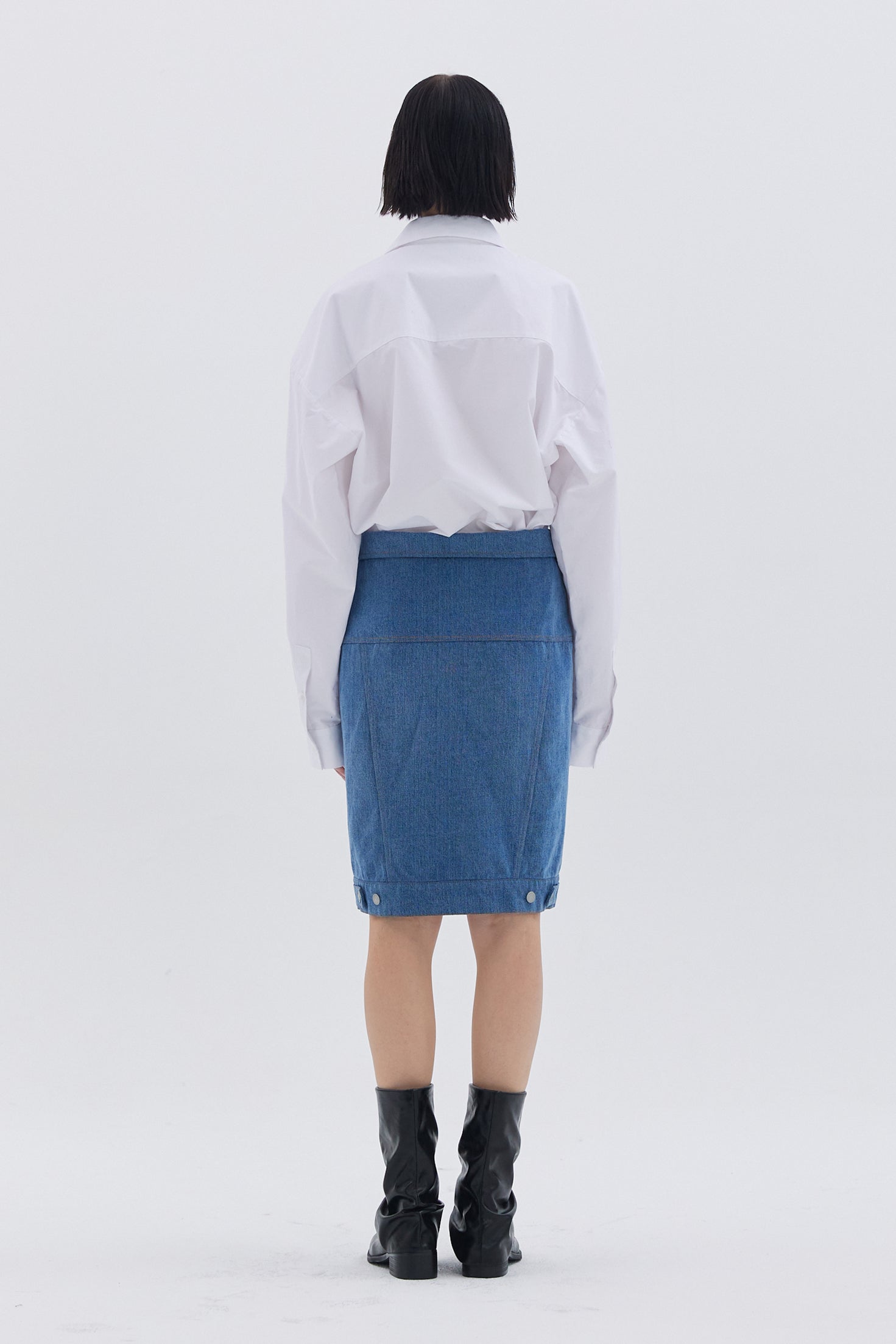 JUPE EN DENIM À COL_BLEU