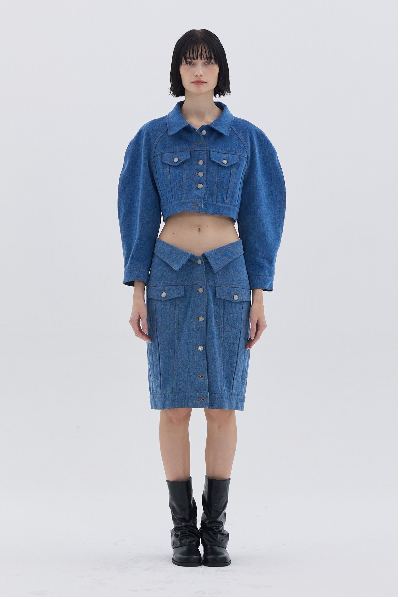 REGLAN SHORT DENIM JACKET_BLEU