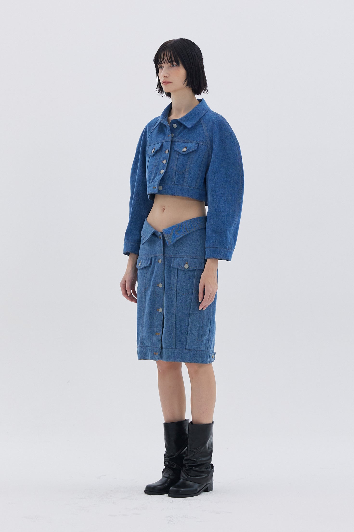 REGLAN SHORT DENIM JACKET_BLEU