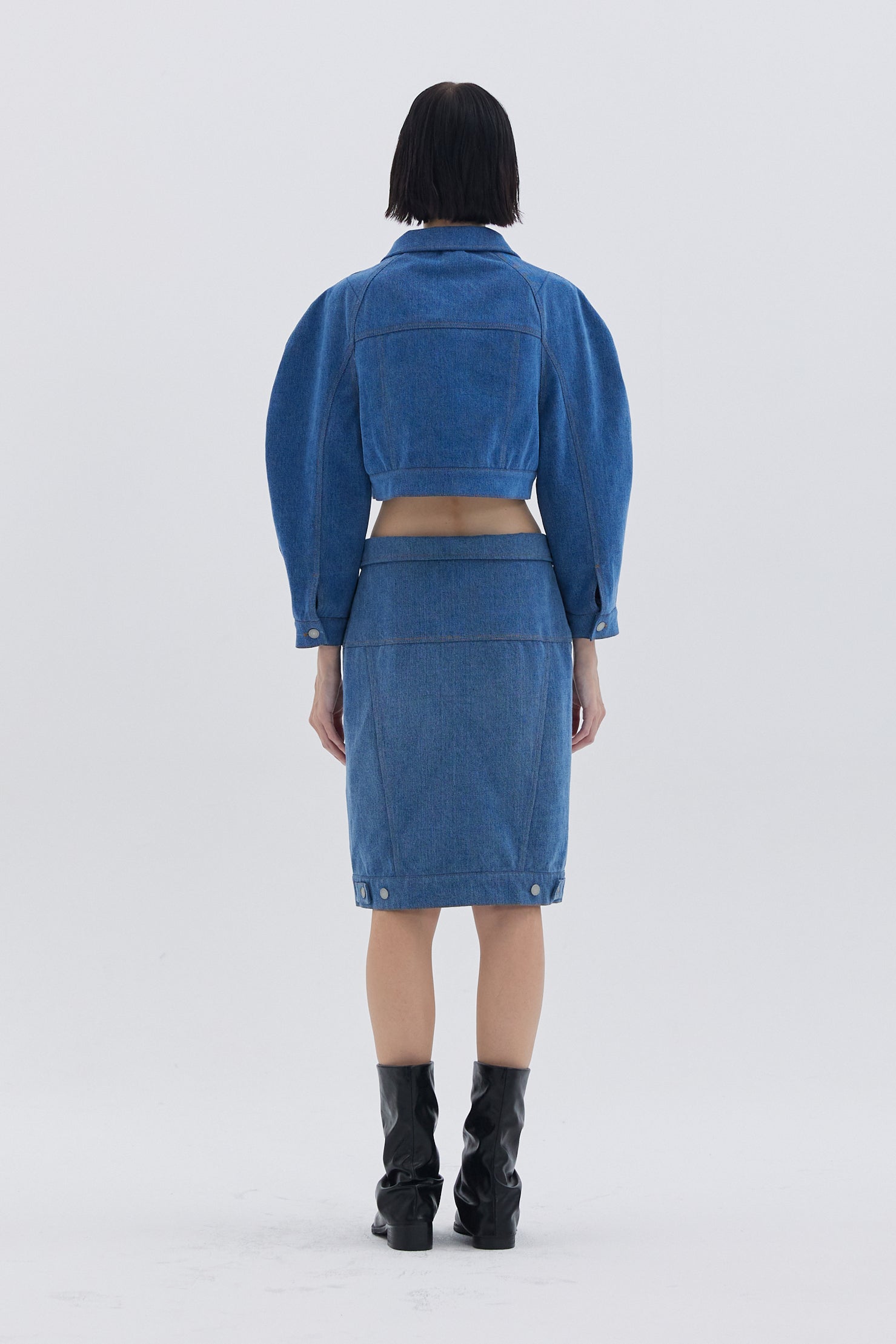 JUPE EN DENIM À COL_BLEU