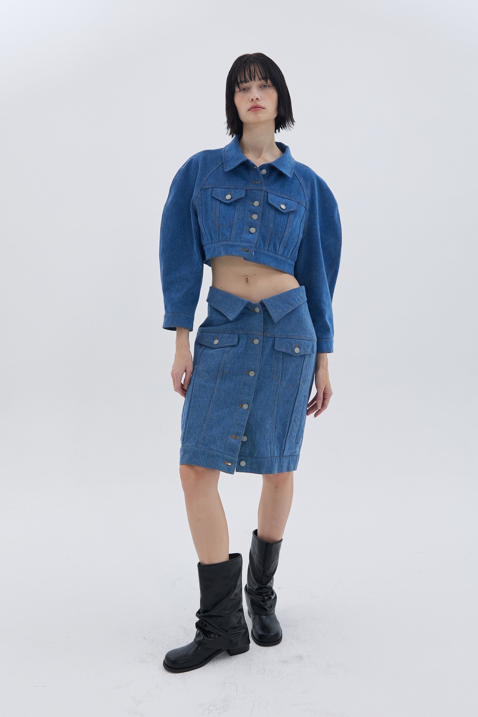 REGLAN SHORT DENIM JACKET_BLEU