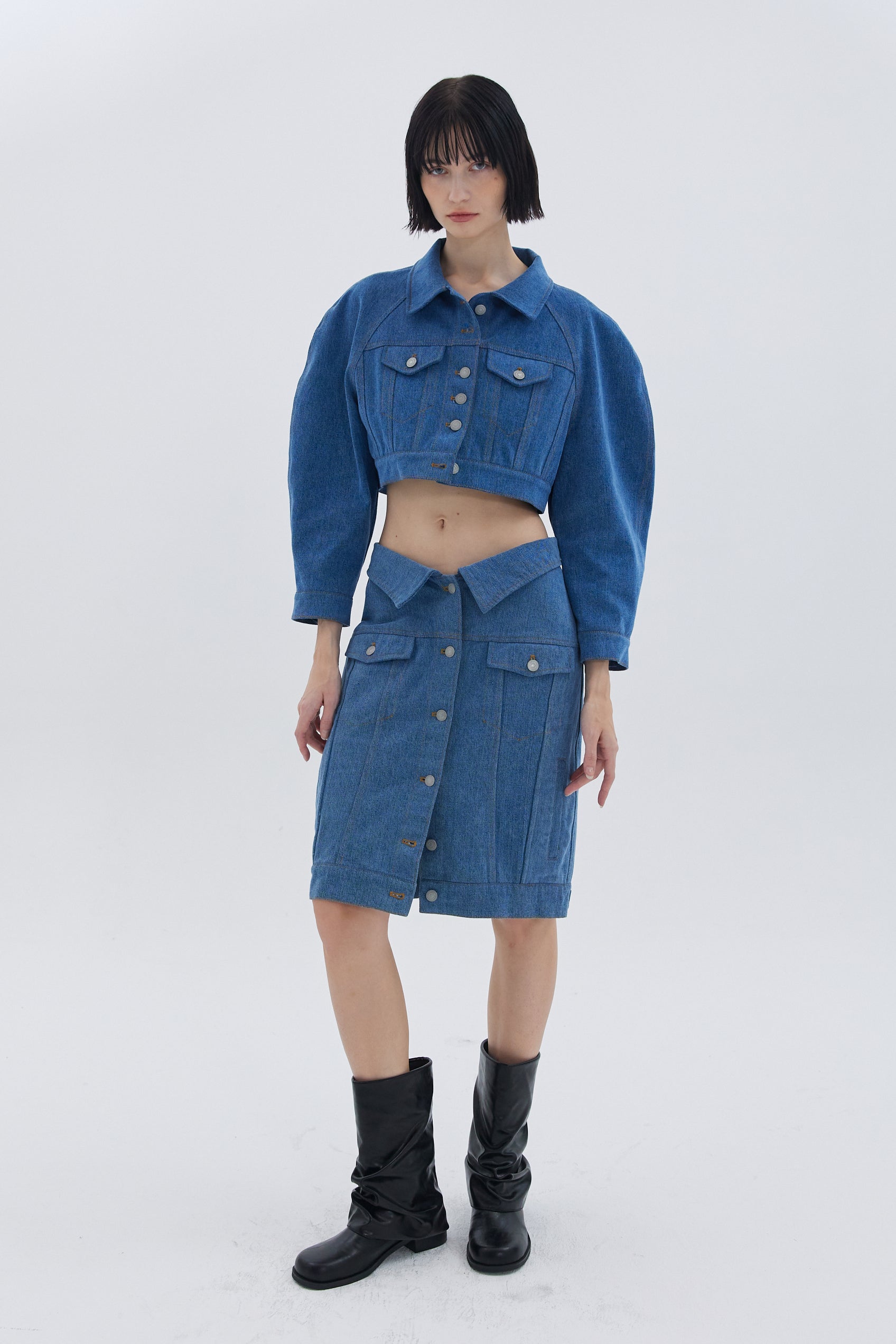 REGLAN SHORT DENIM JACKET_BLEU