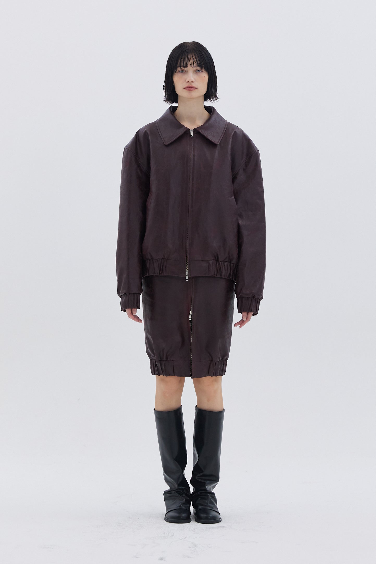 BURGUNDY COLLAR DETAIL SKIRT_Bourgogne