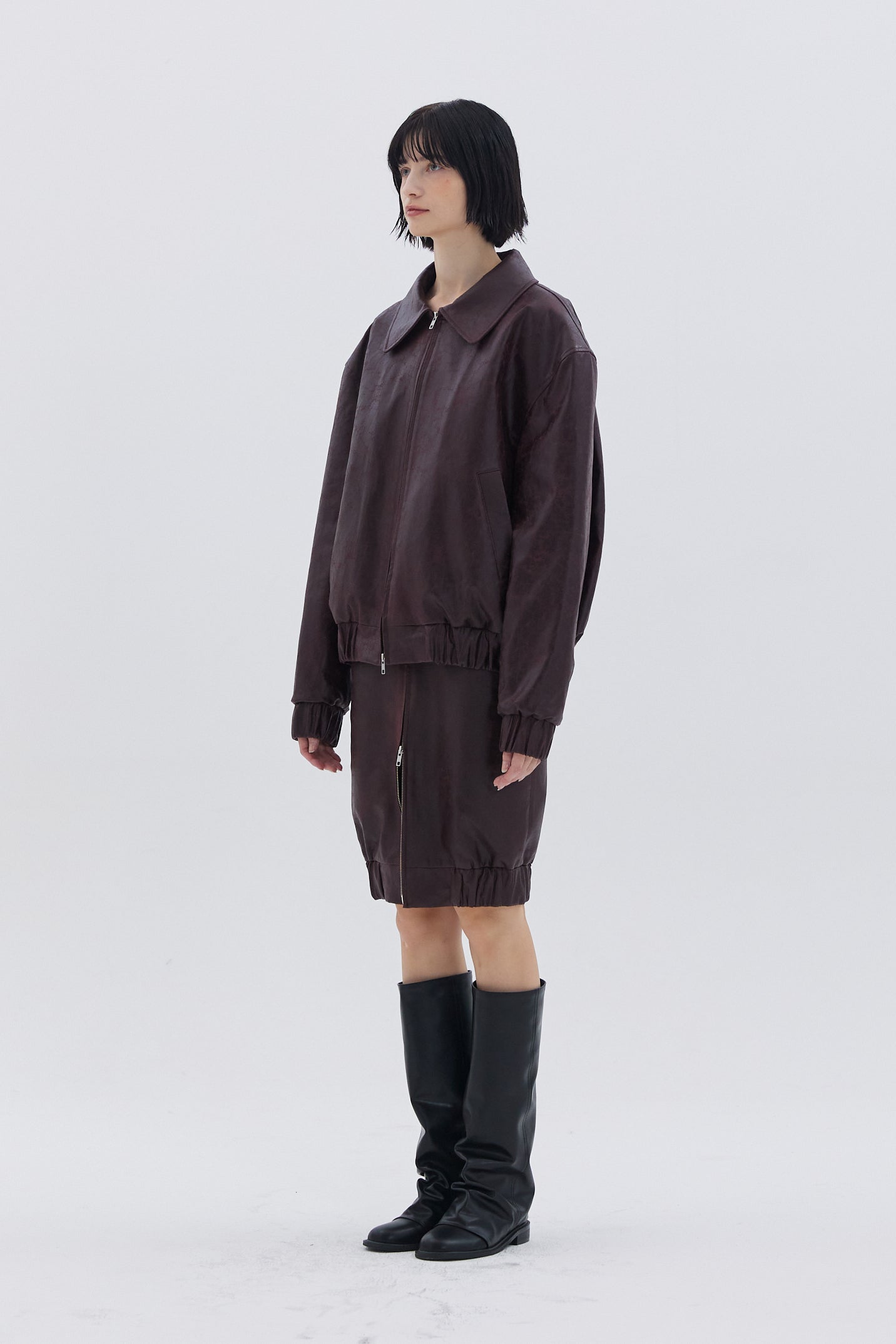 VESTE EN CUIR OVERSIZE BORDEAUX_BORDEAUX