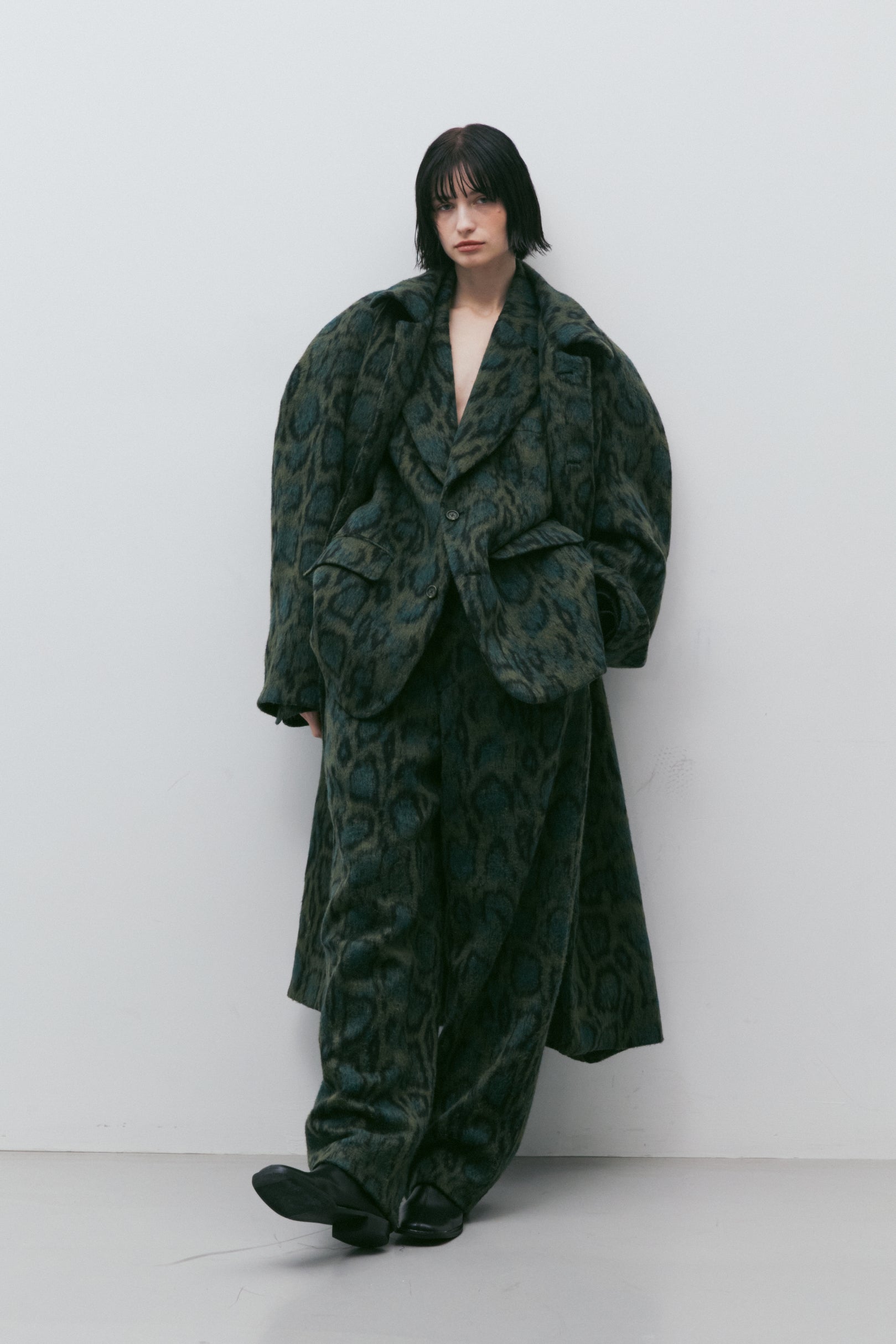 LEOPARD RAGLAN COAT_GREEN LEOPARD