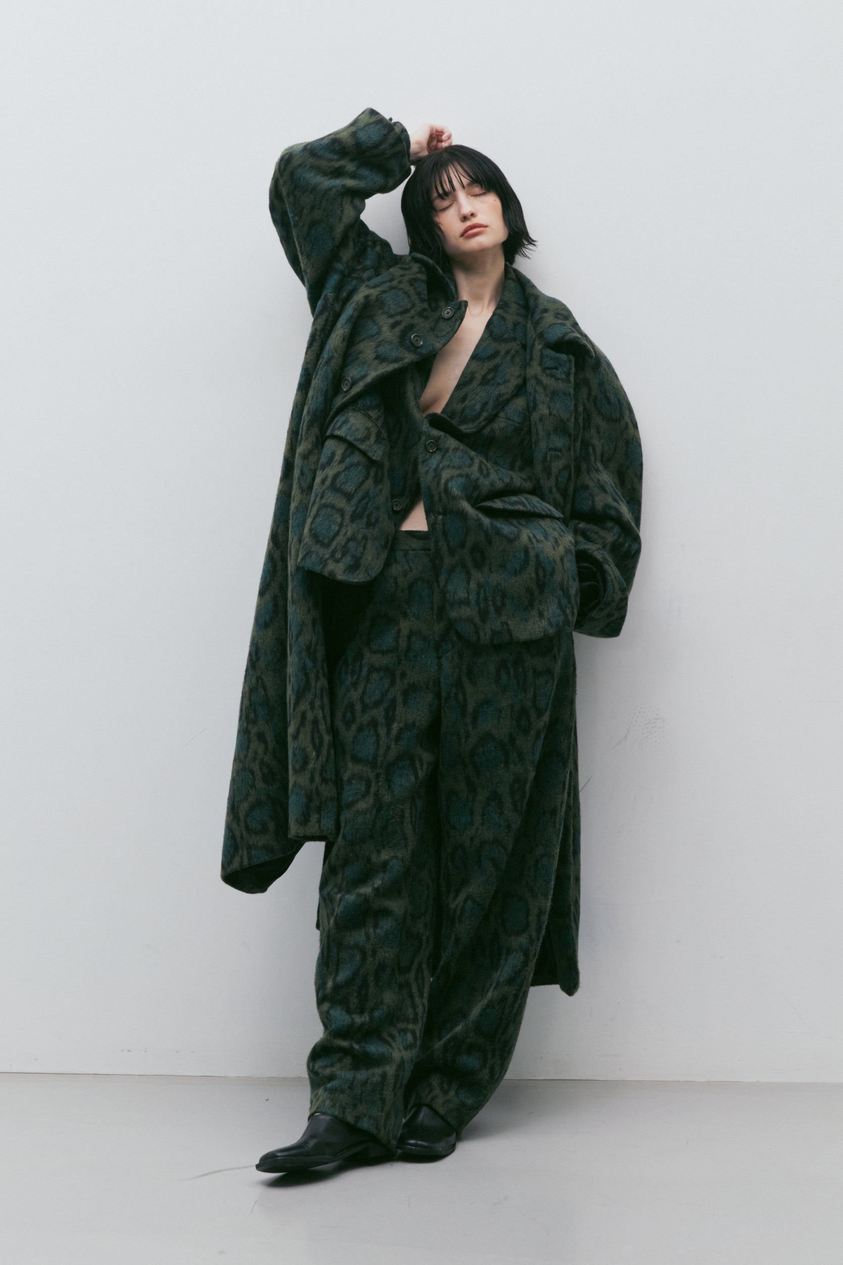 LEOPARD RAGLAN COAT_GREEN LEOPARD
