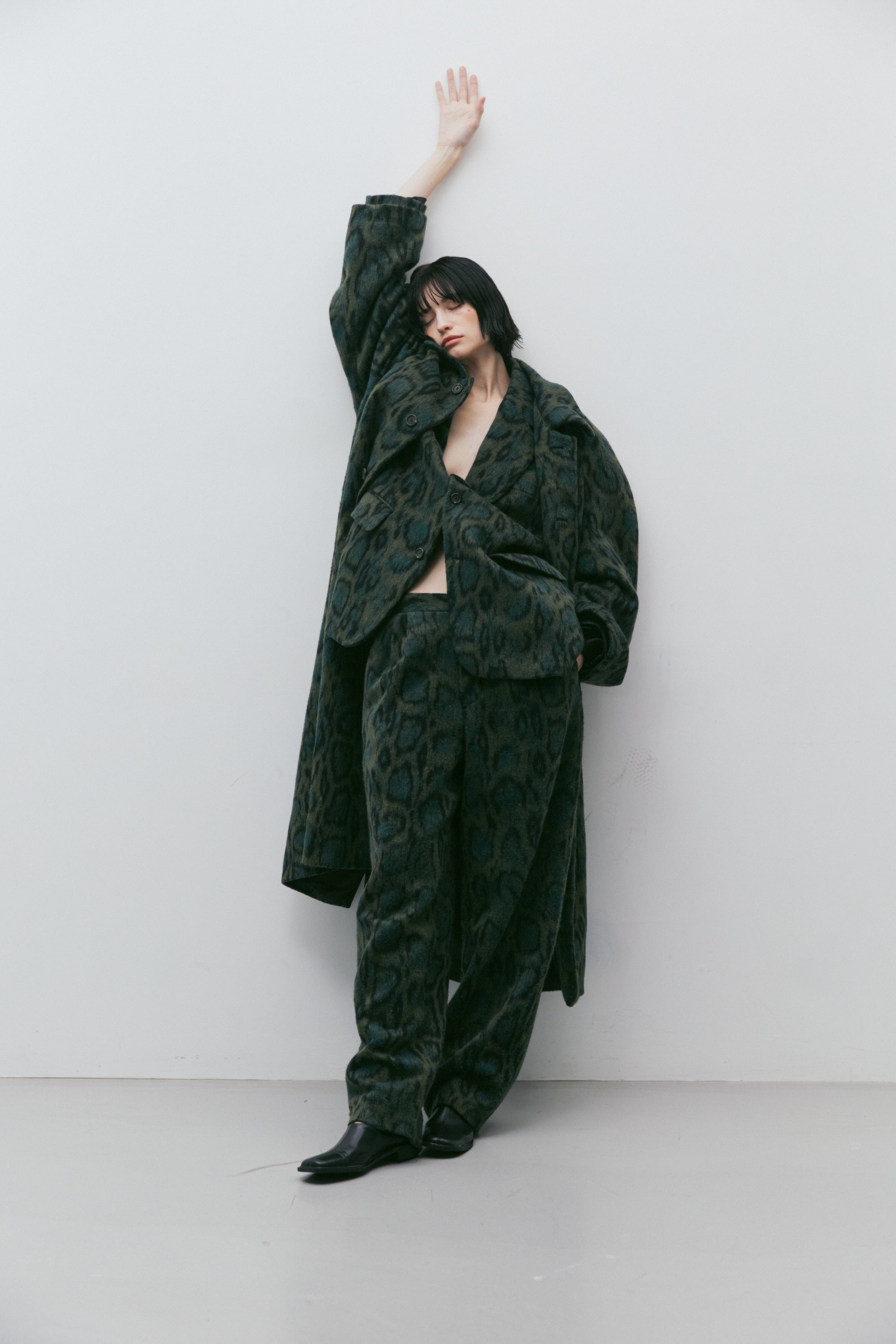 LEOPARD RAGLAN COAT_GREEN LEOPARD