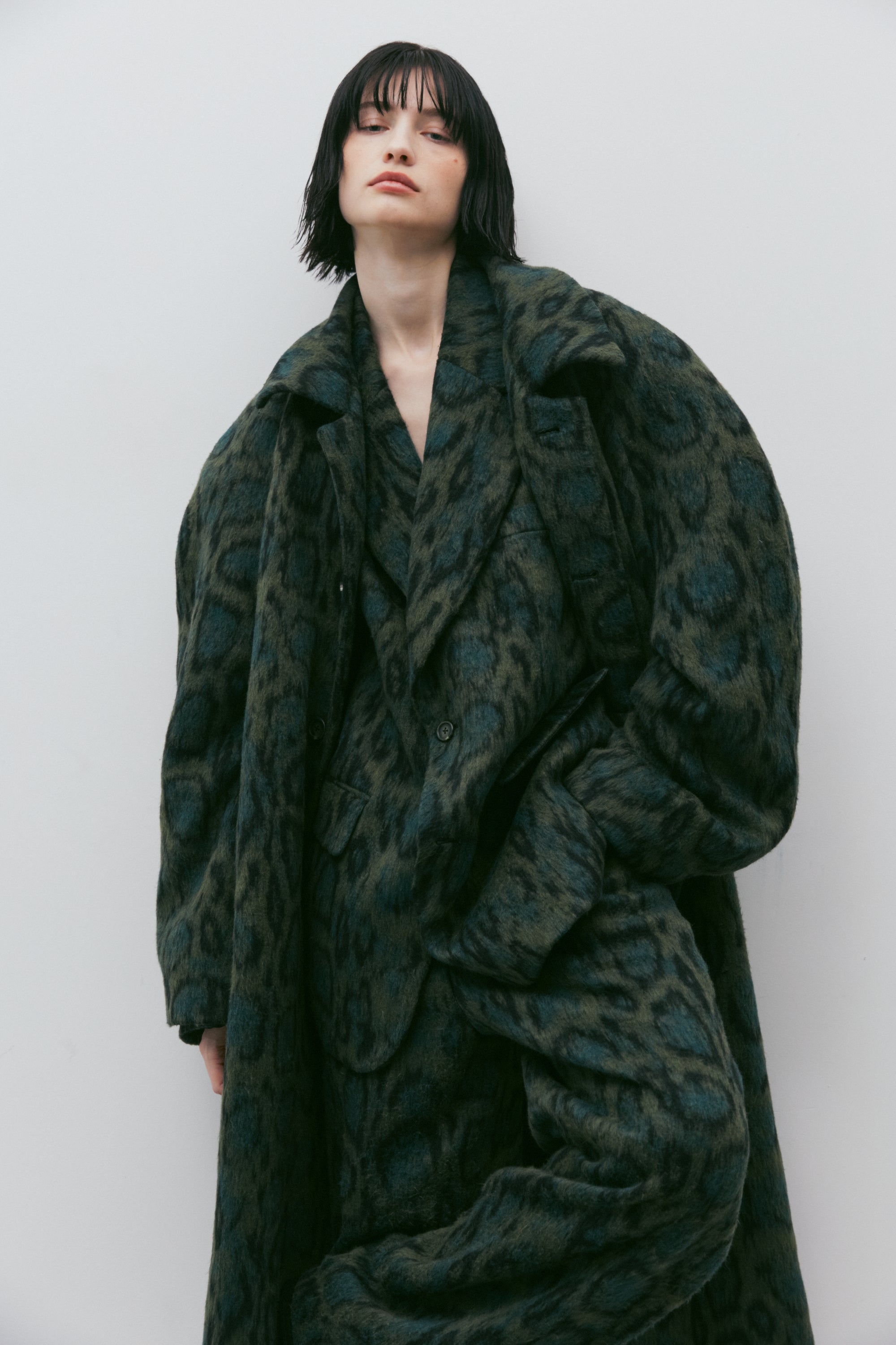 LEOPARD RAGLAN COAT_GREEN LEOPARD