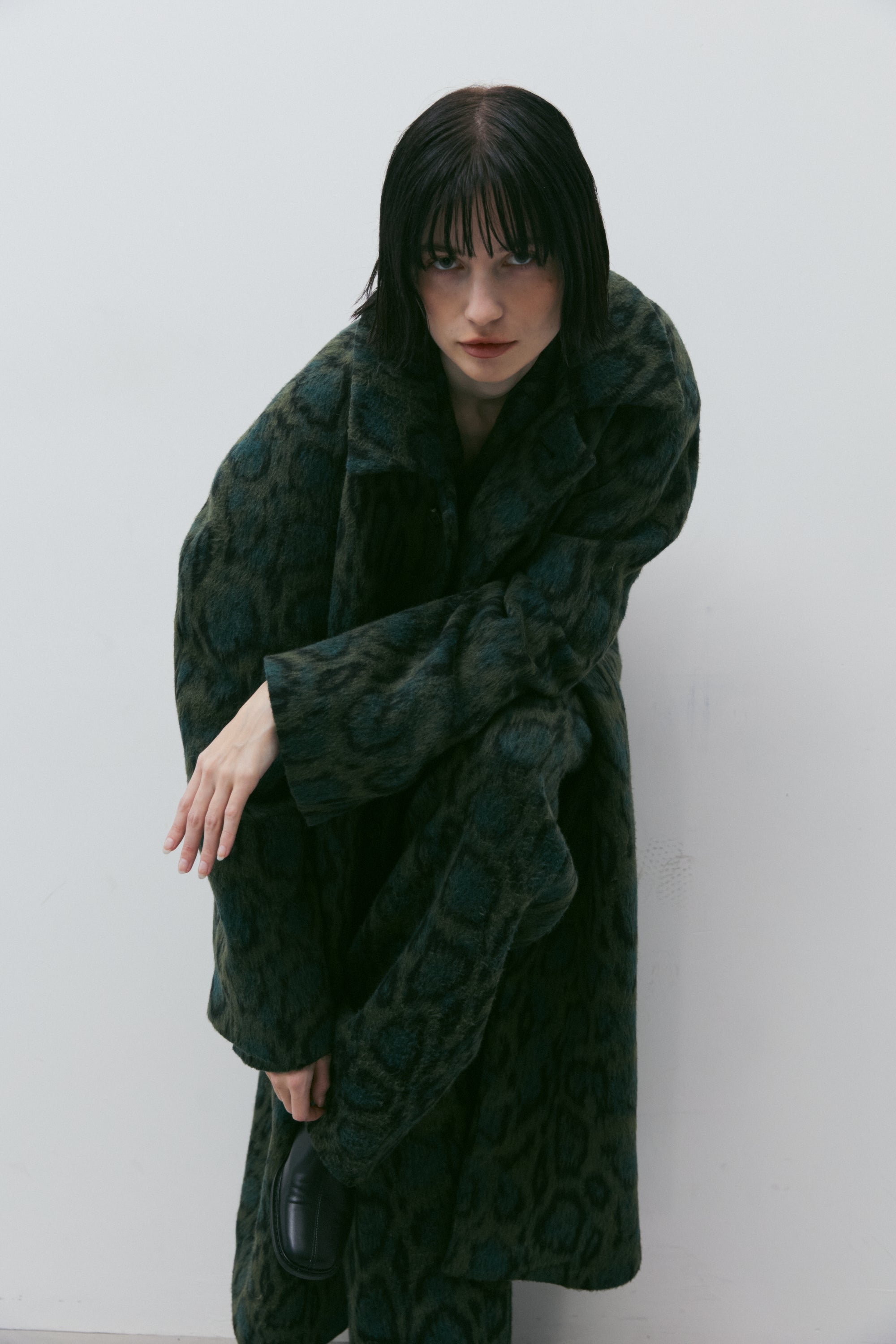 LEOPARD RAGLAN COAT_GREEN LEOPARD