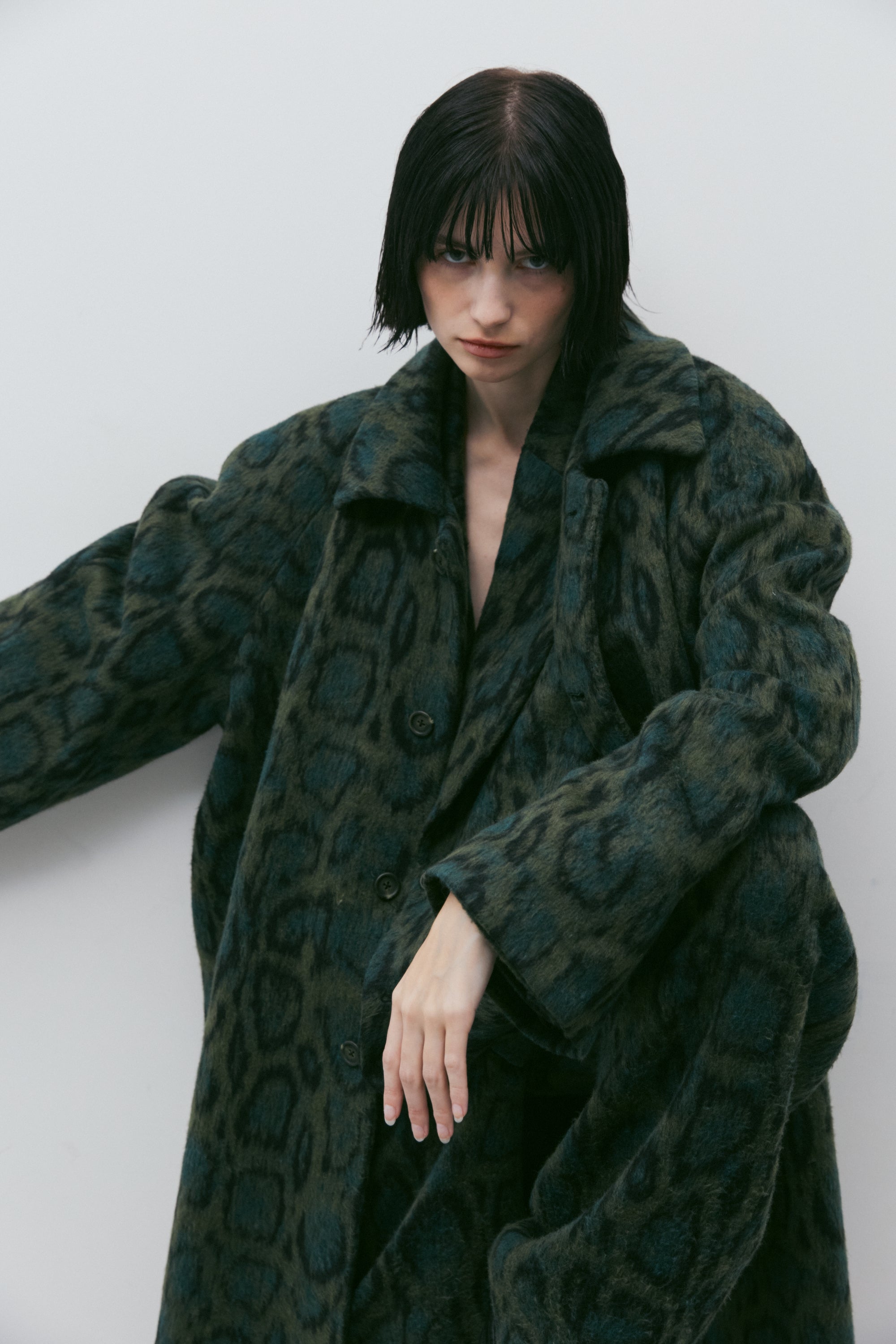 LEOPARD RAGLAN COAT_GREEN LEOPARD