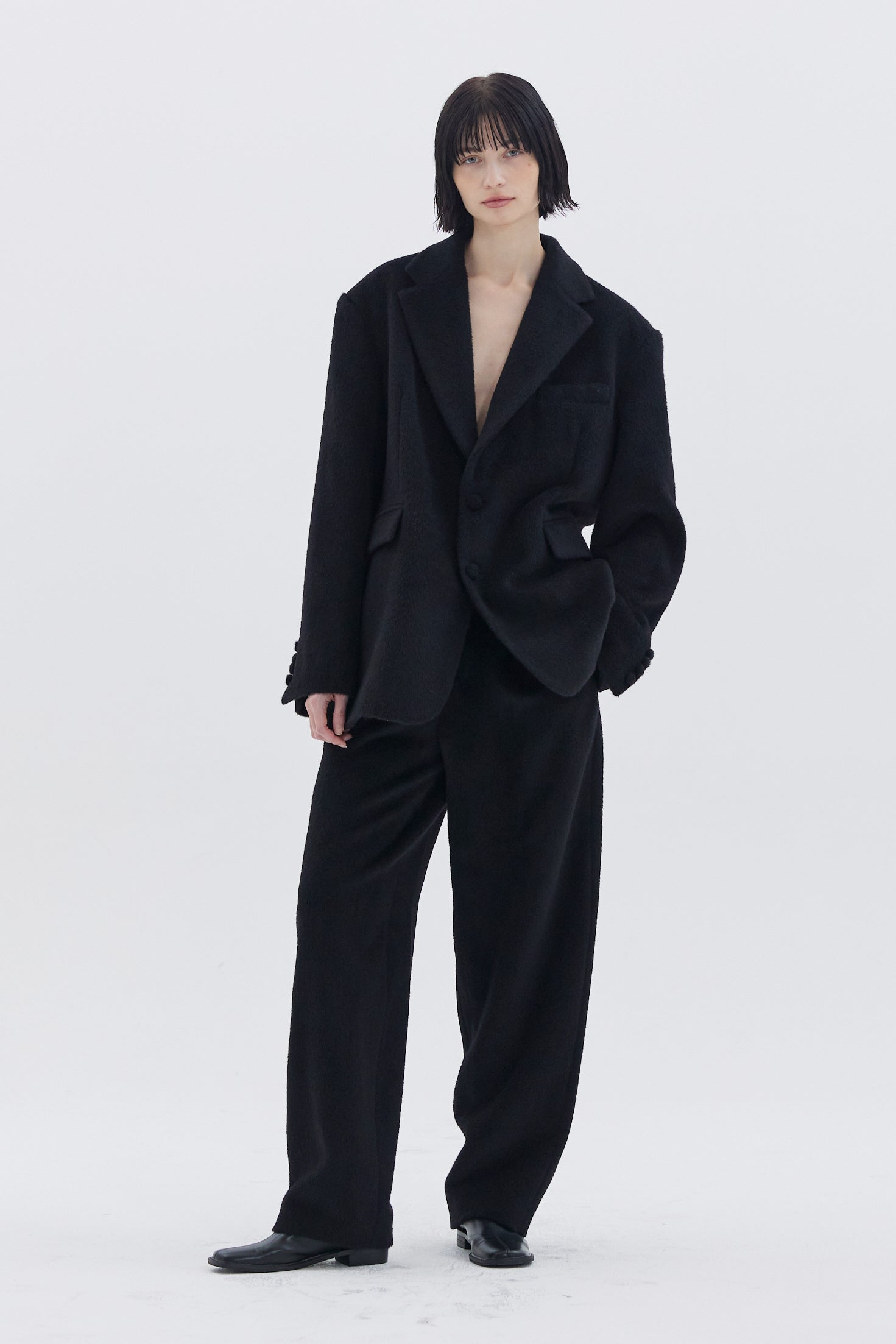ALPACA BLENDED TROUSERS_BLACK