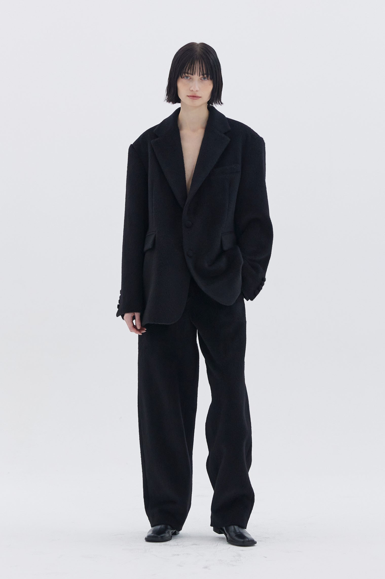 ALPACA BLENDED TROUSERS_BLACK