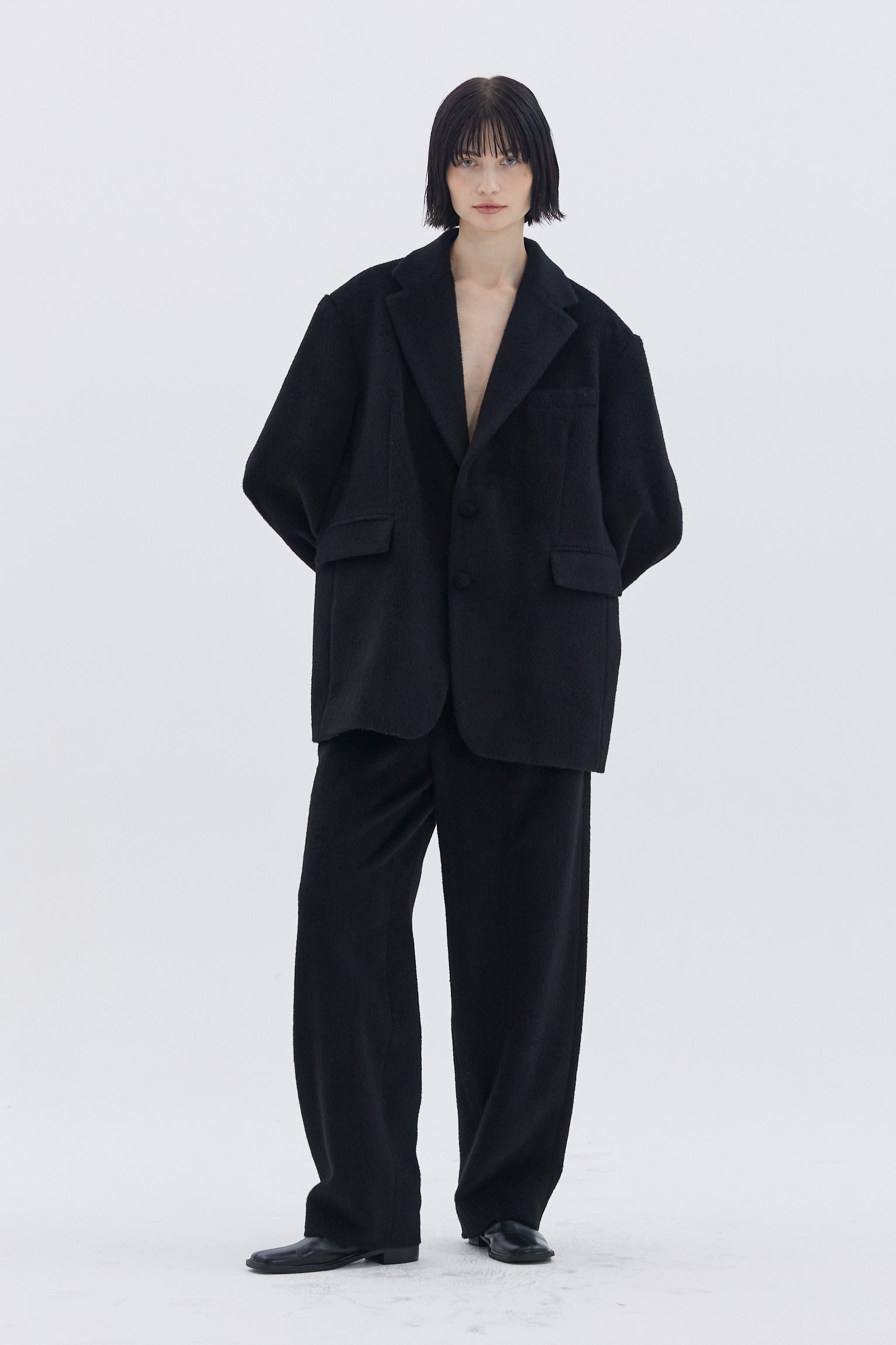 ALPACA BLENDED TROUSERS_BLACK