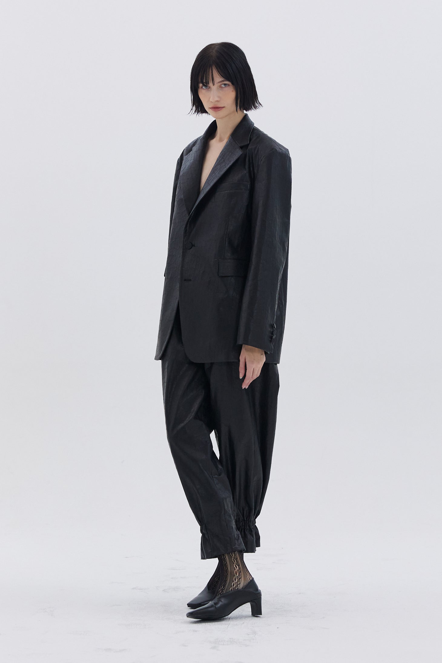 CRACK LEATHER BLAZER_BLACK