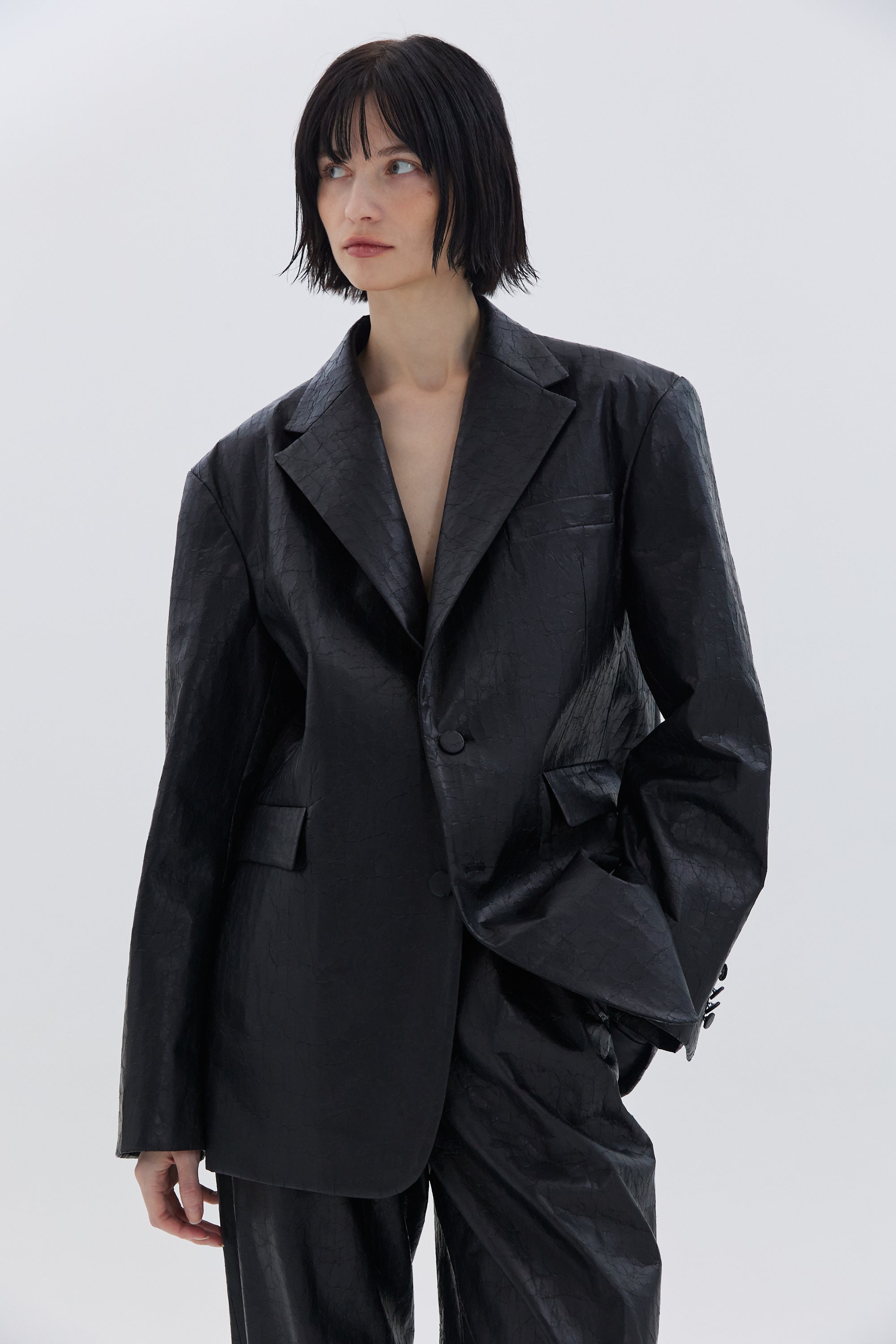 CRACK LEATHER BLAZER_BLACK