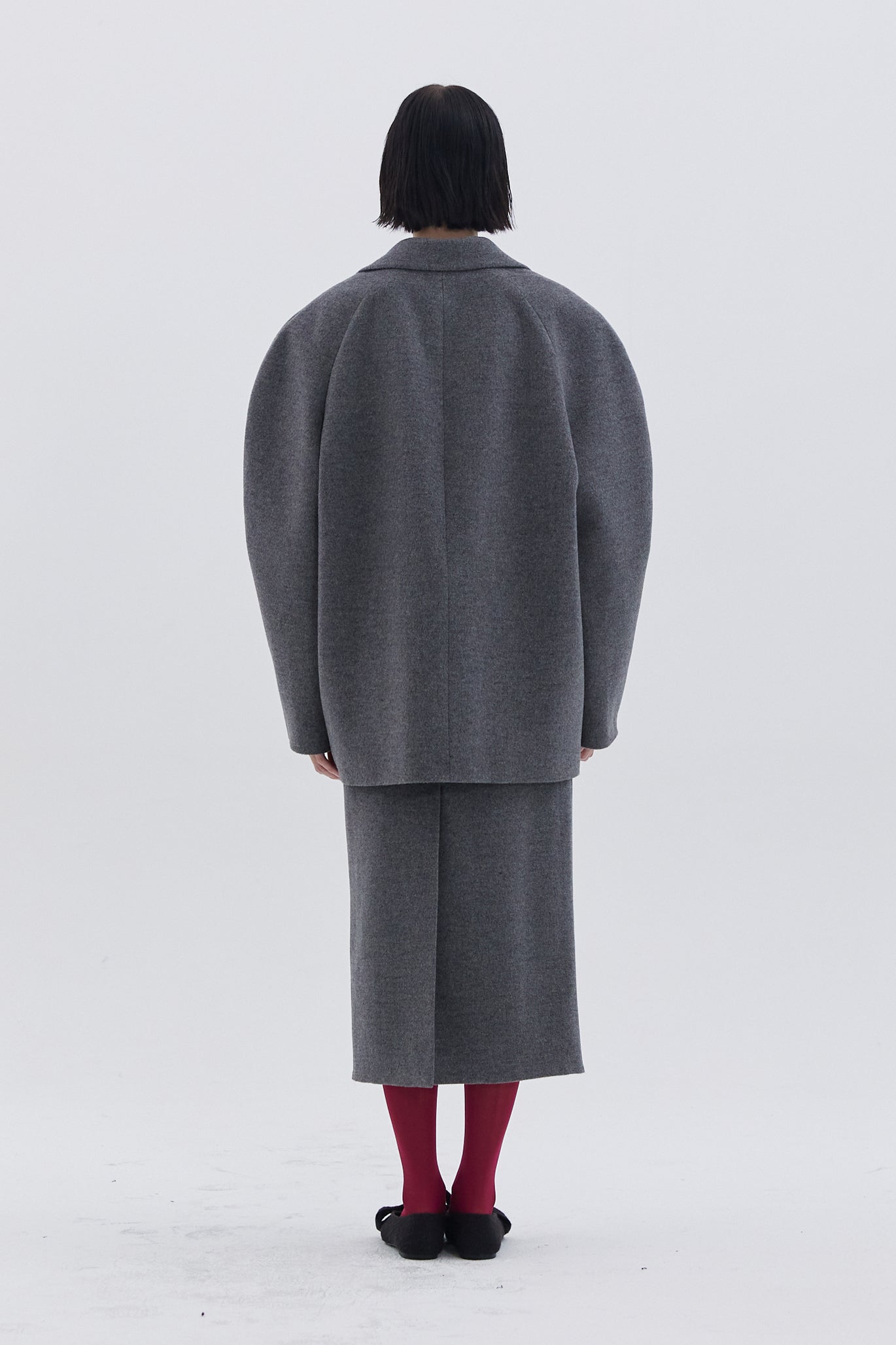 LAPEL DETAIL WOOL SKIRT_GREY