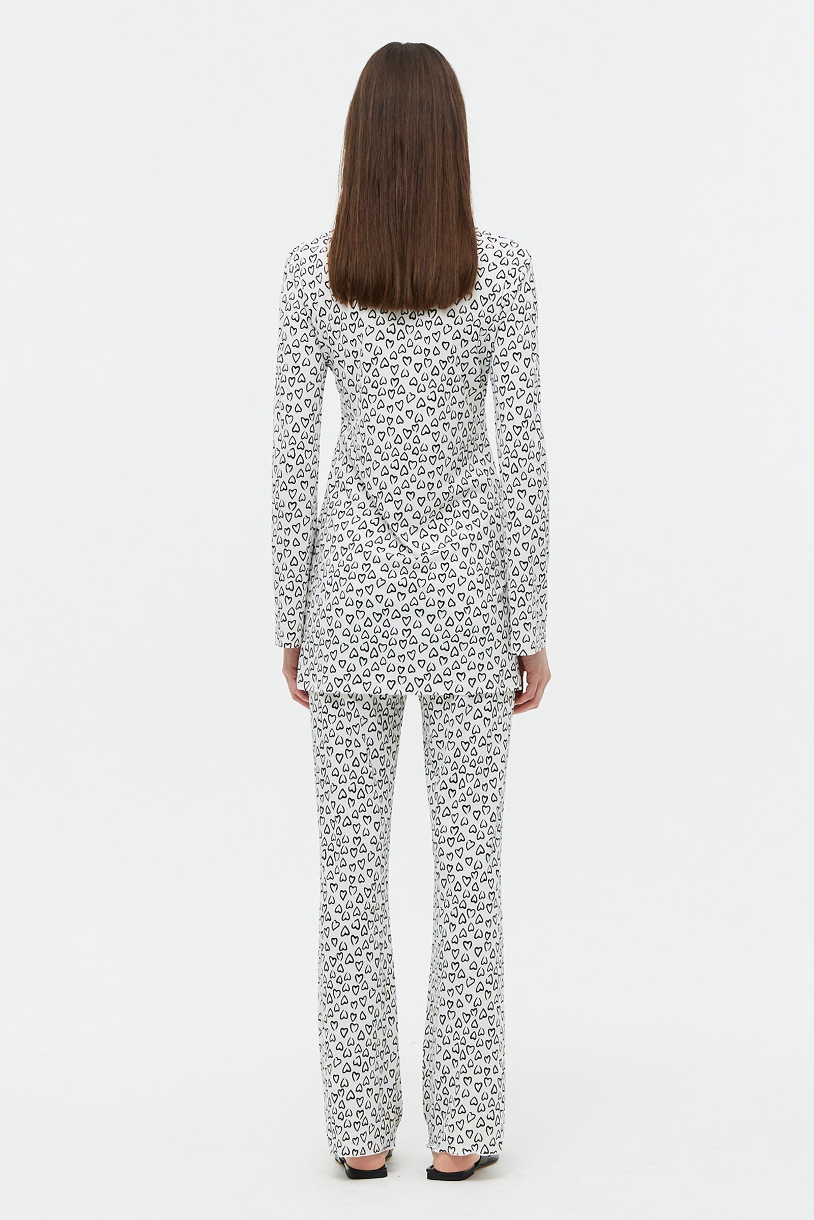 PANTALON EN MAILLE À MOTIFS CŒUR_BLANC