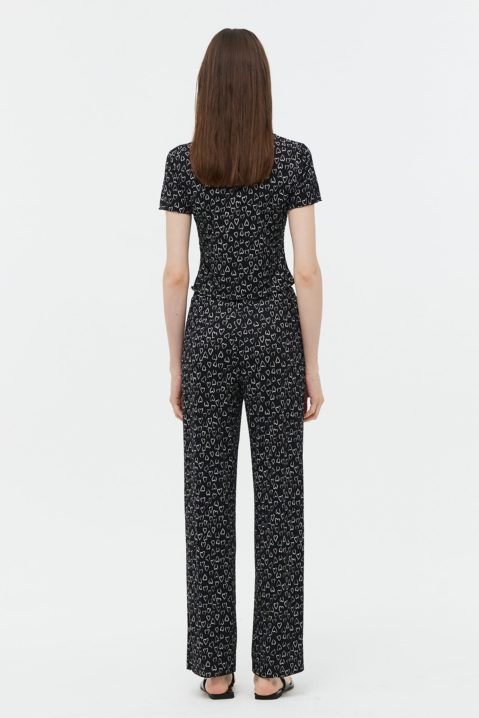PANTALON EN MAILLE À MOTIFS CŒUR_NOIR