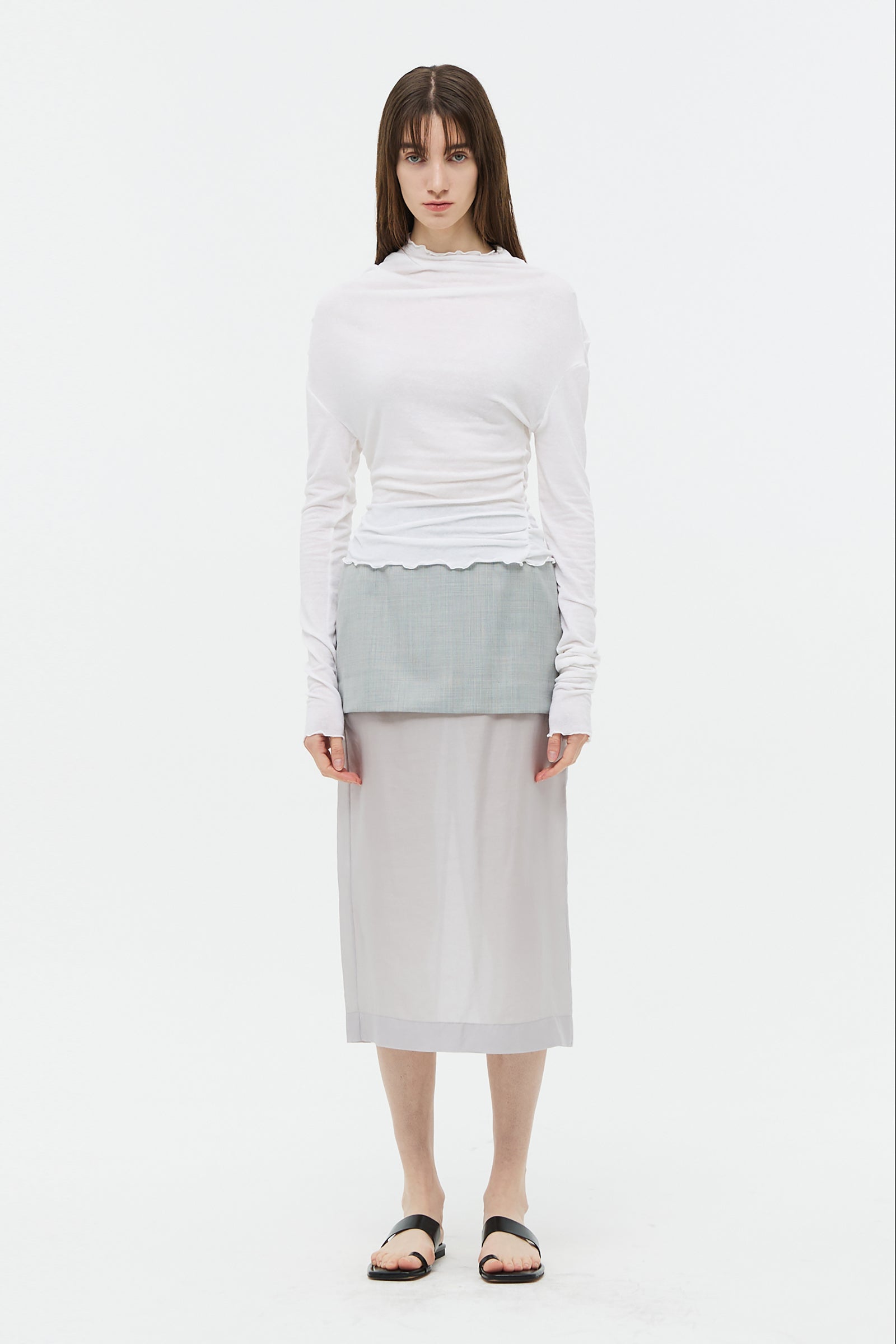 SHEER LINEN DRAPING TOP_IVORY