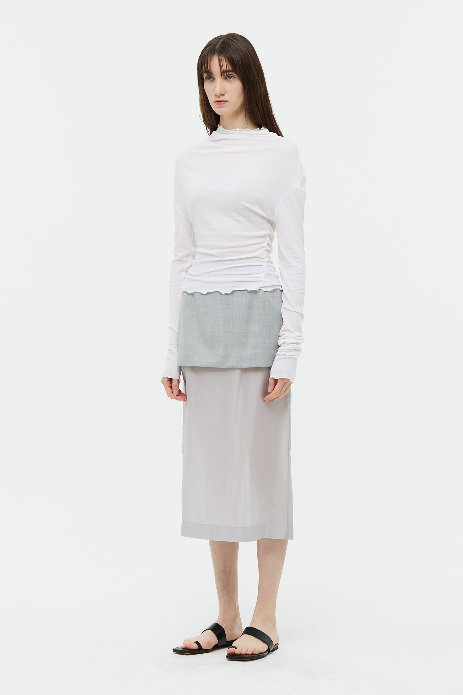 SHEER LINEN DRAPING TOP_IVORY