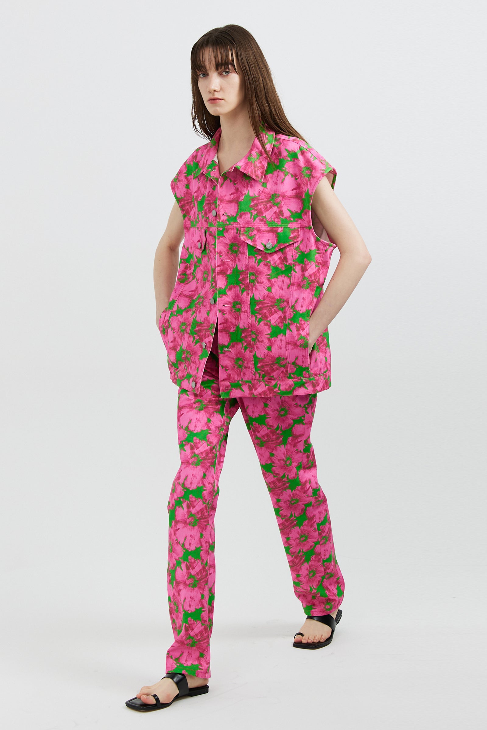 FLOWER DENIM PANTS_PINK
