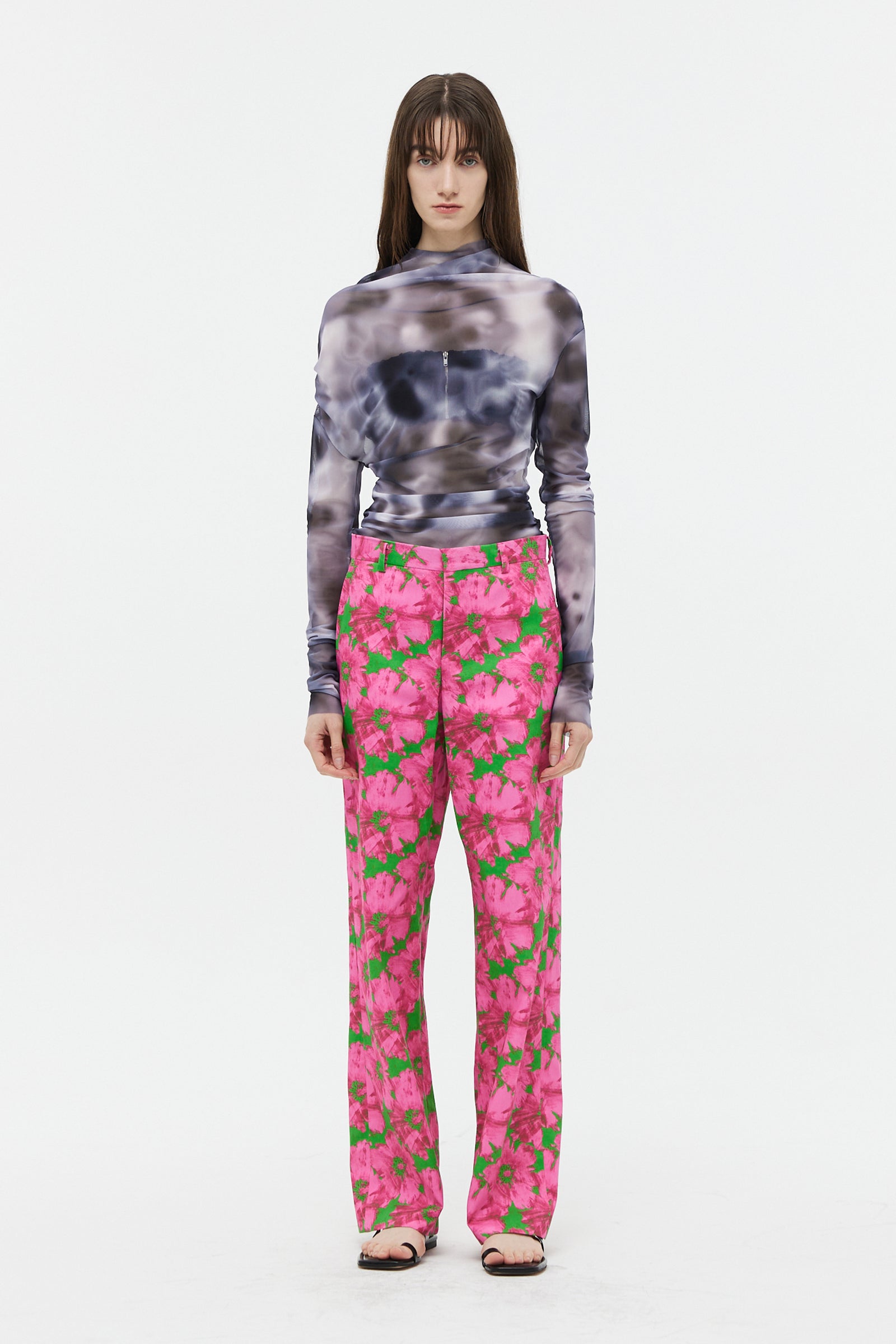 PANTALON CHINO FLEURI EN COTON_ROSE