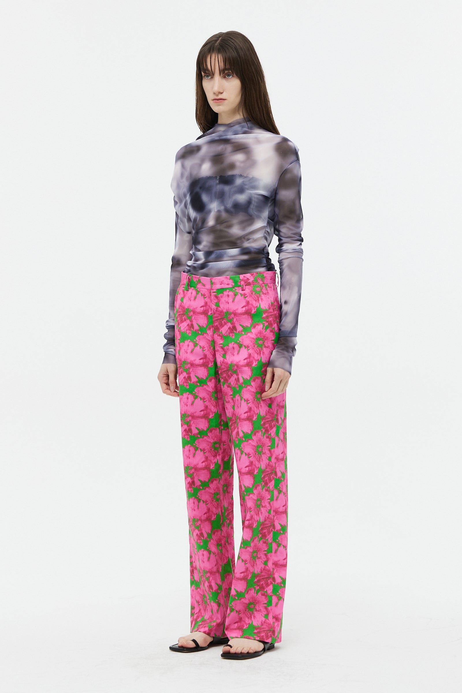 PANTALON CHINO FLEURI EN COTON_ROSE