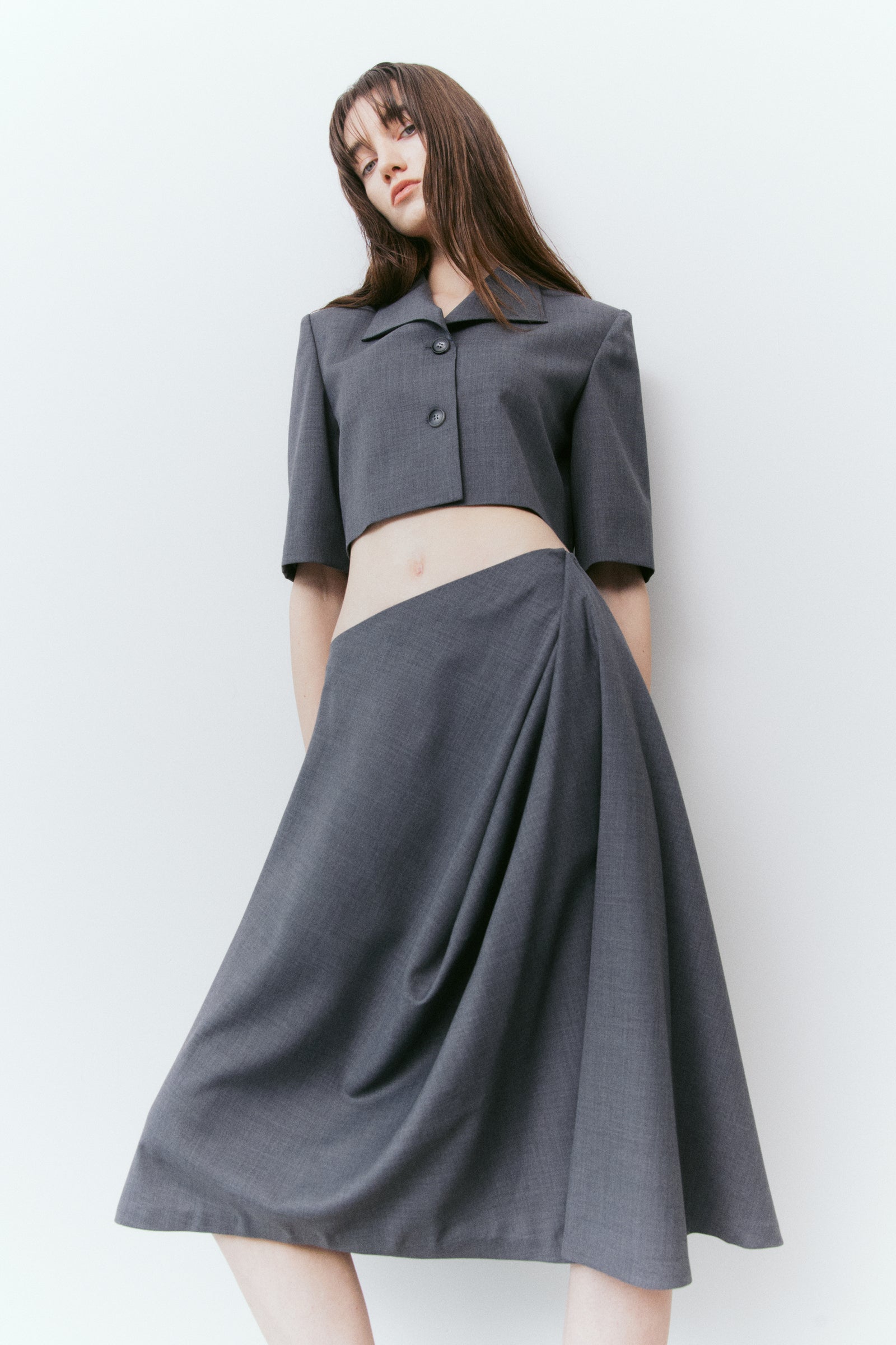 JUPE DRAPÉE GRISE_GRIS