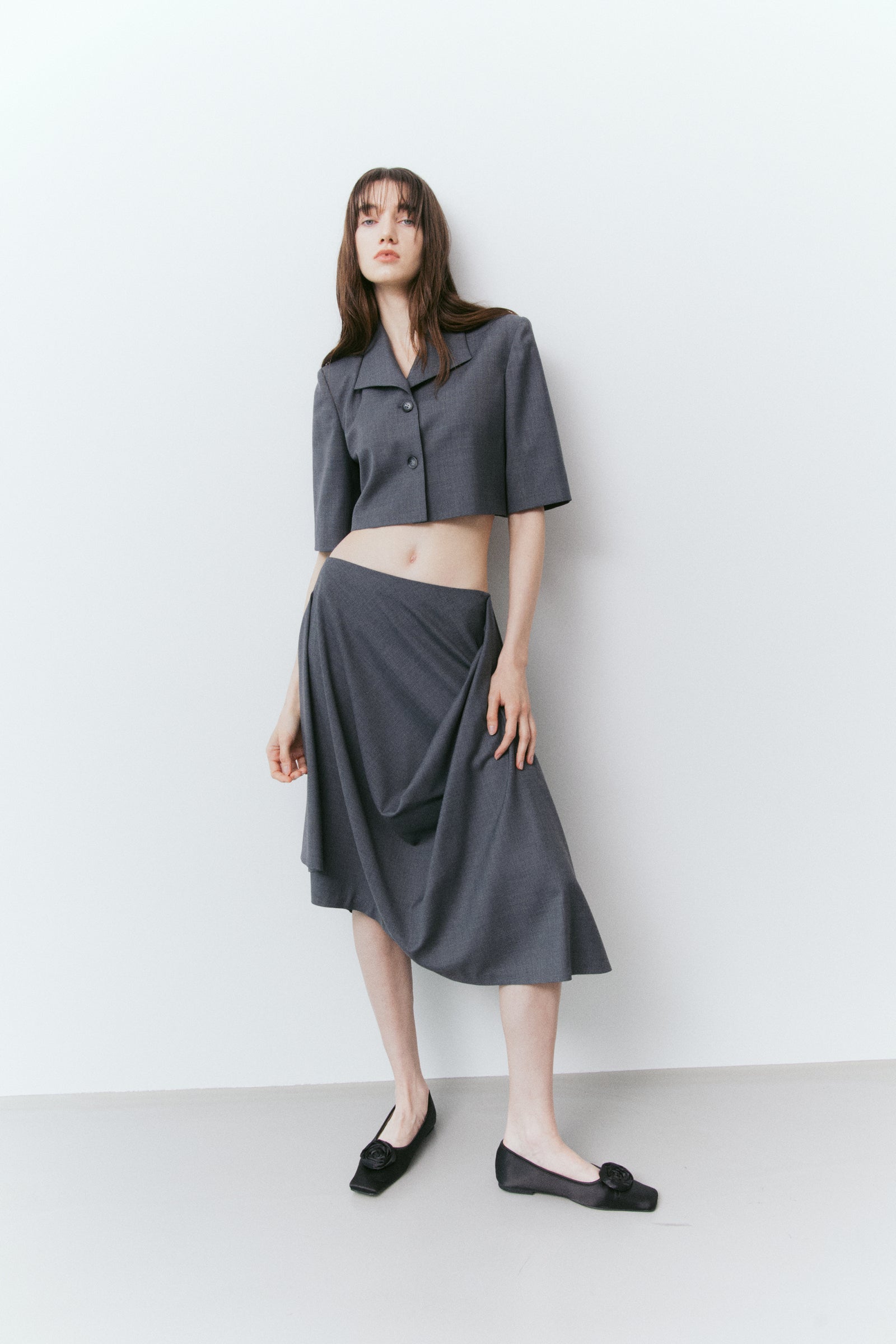 JUPE DRAPÉE GRISE_GRIS