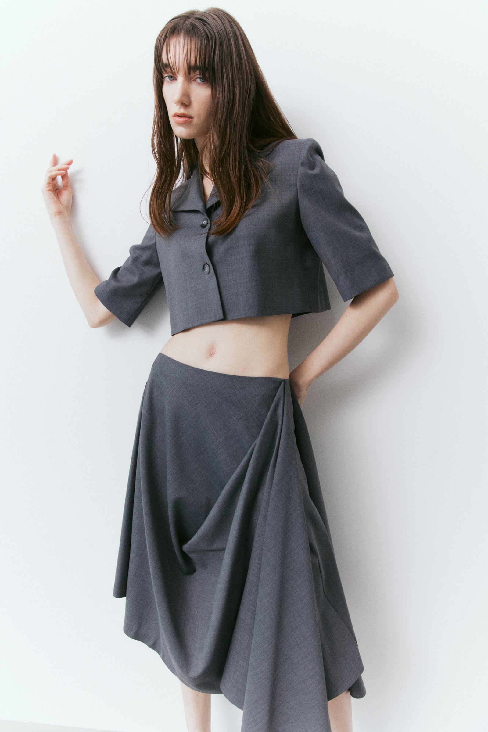 JUPE DRAPÉE GRISE_GRIS