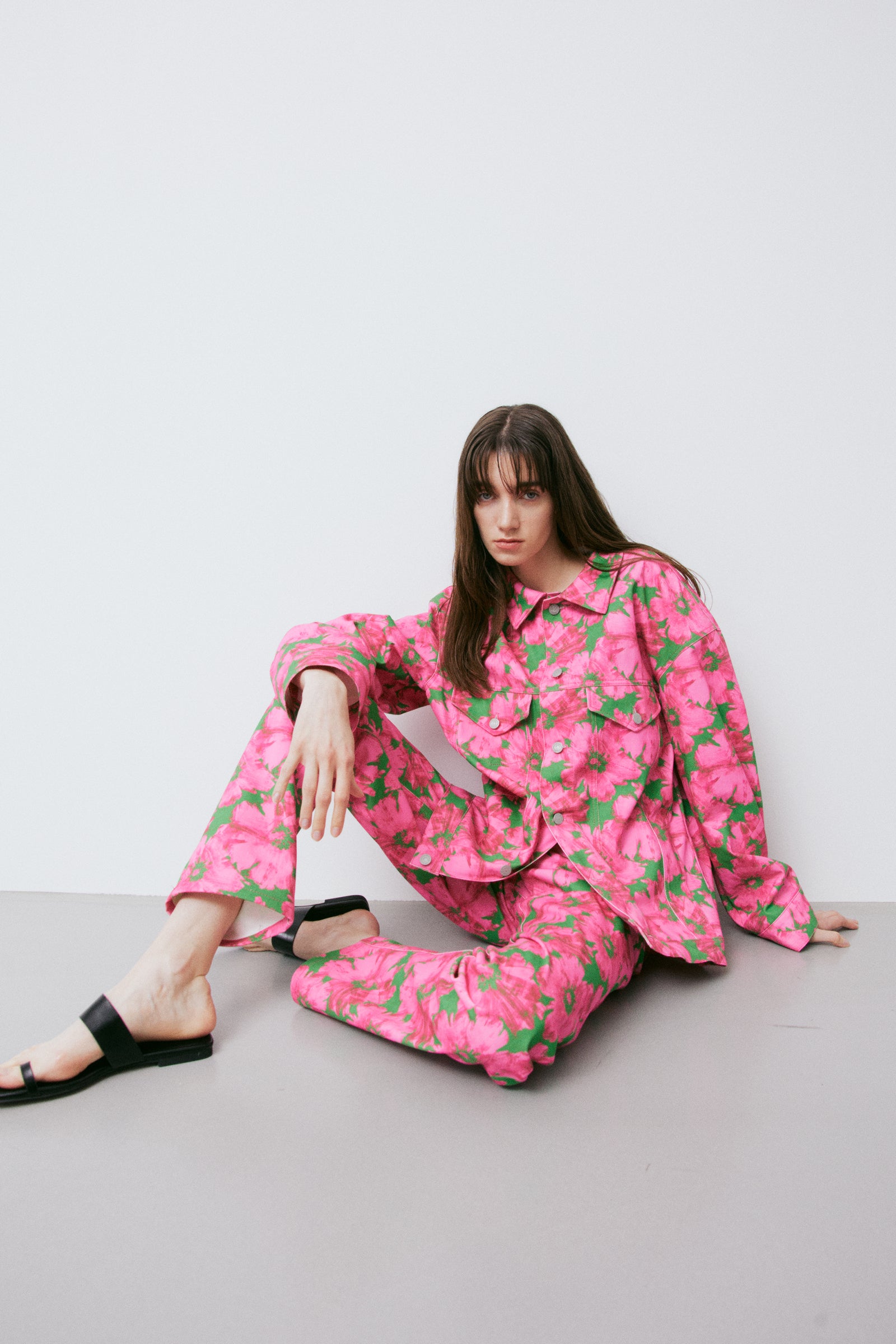 FLOWER DENIM PANTS_PINK
