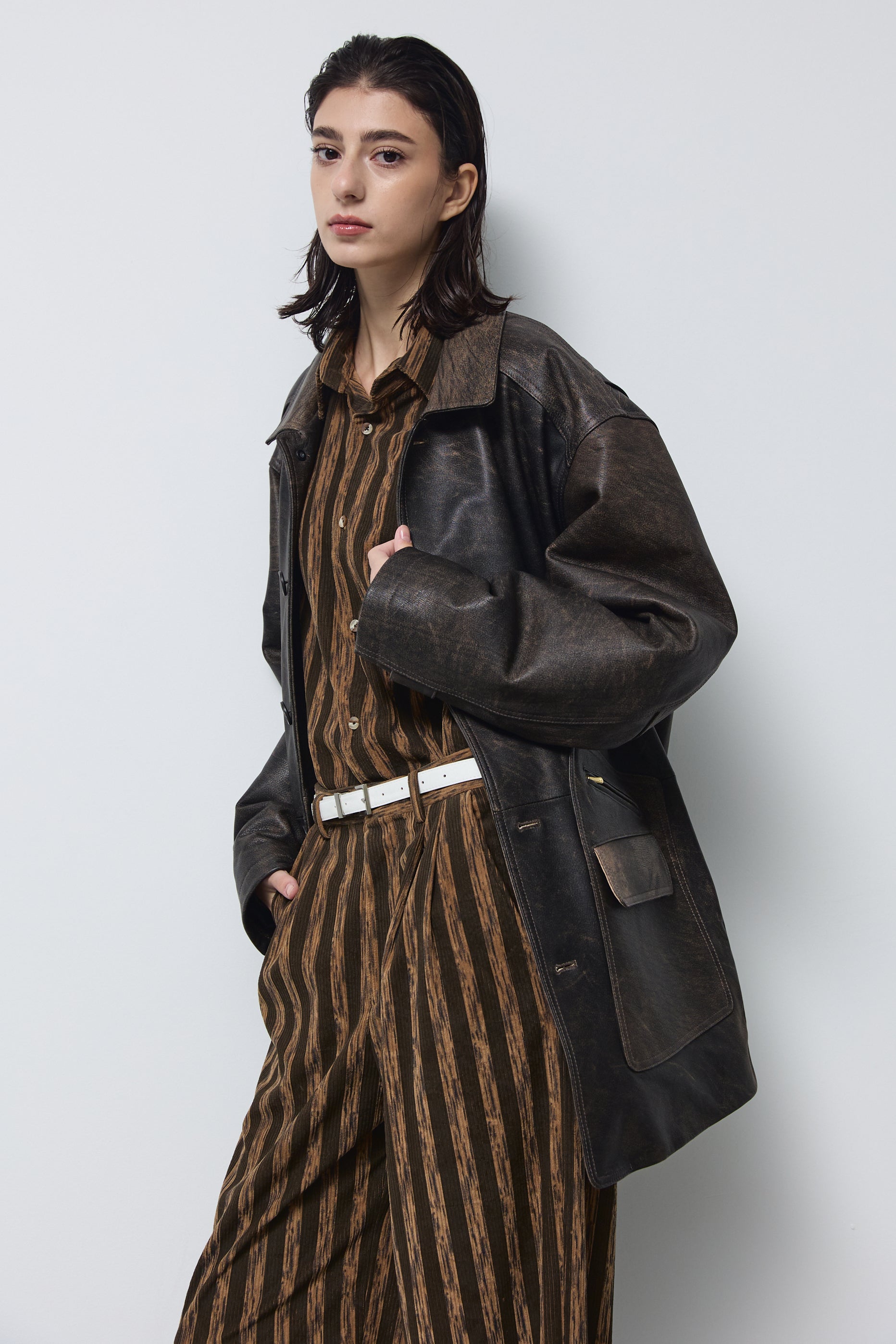 REAL WASHED LEATHER SAFARI JACKET_BROWN